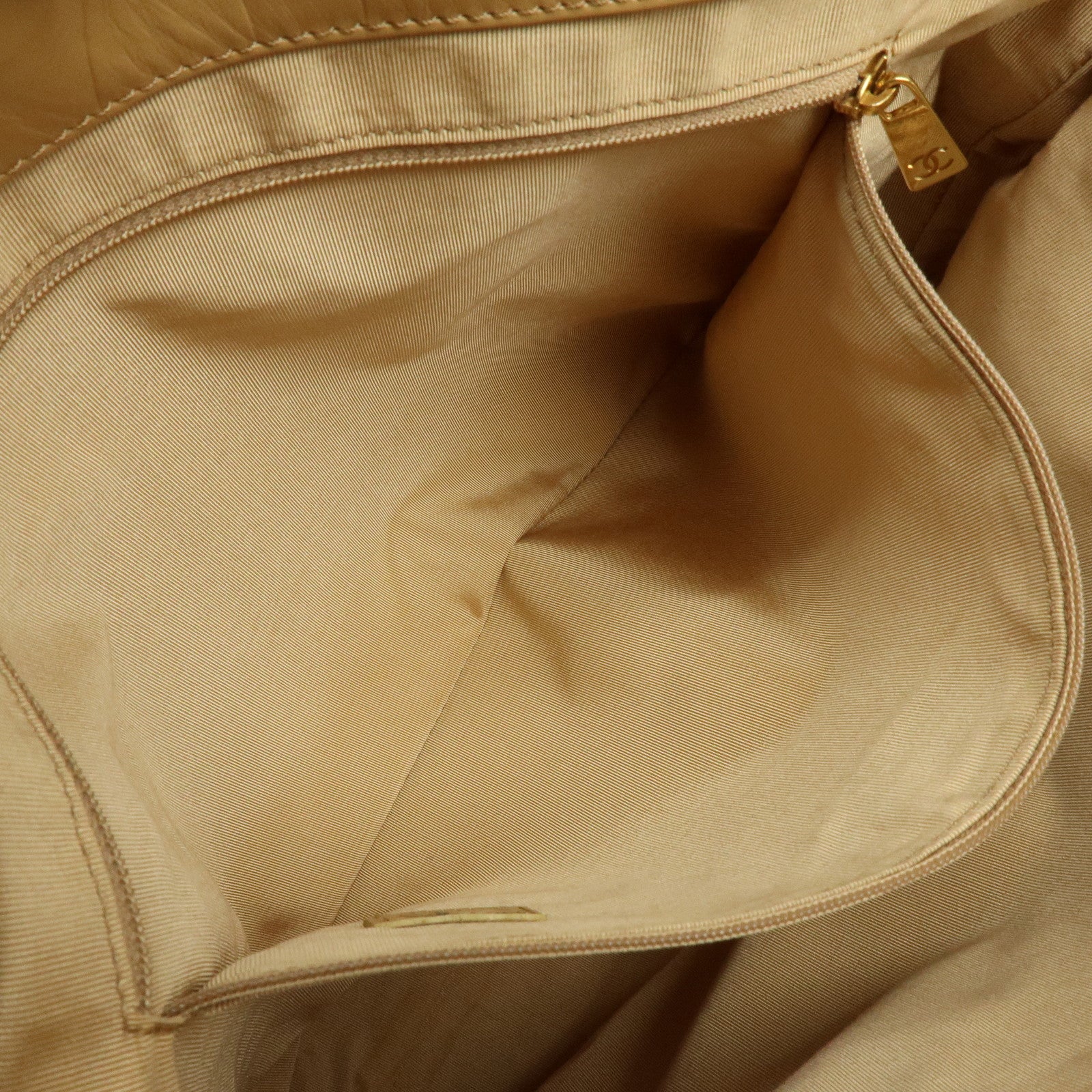 CHANEL COCO Mark Leather Tote Bag Shoulder Bag Beige