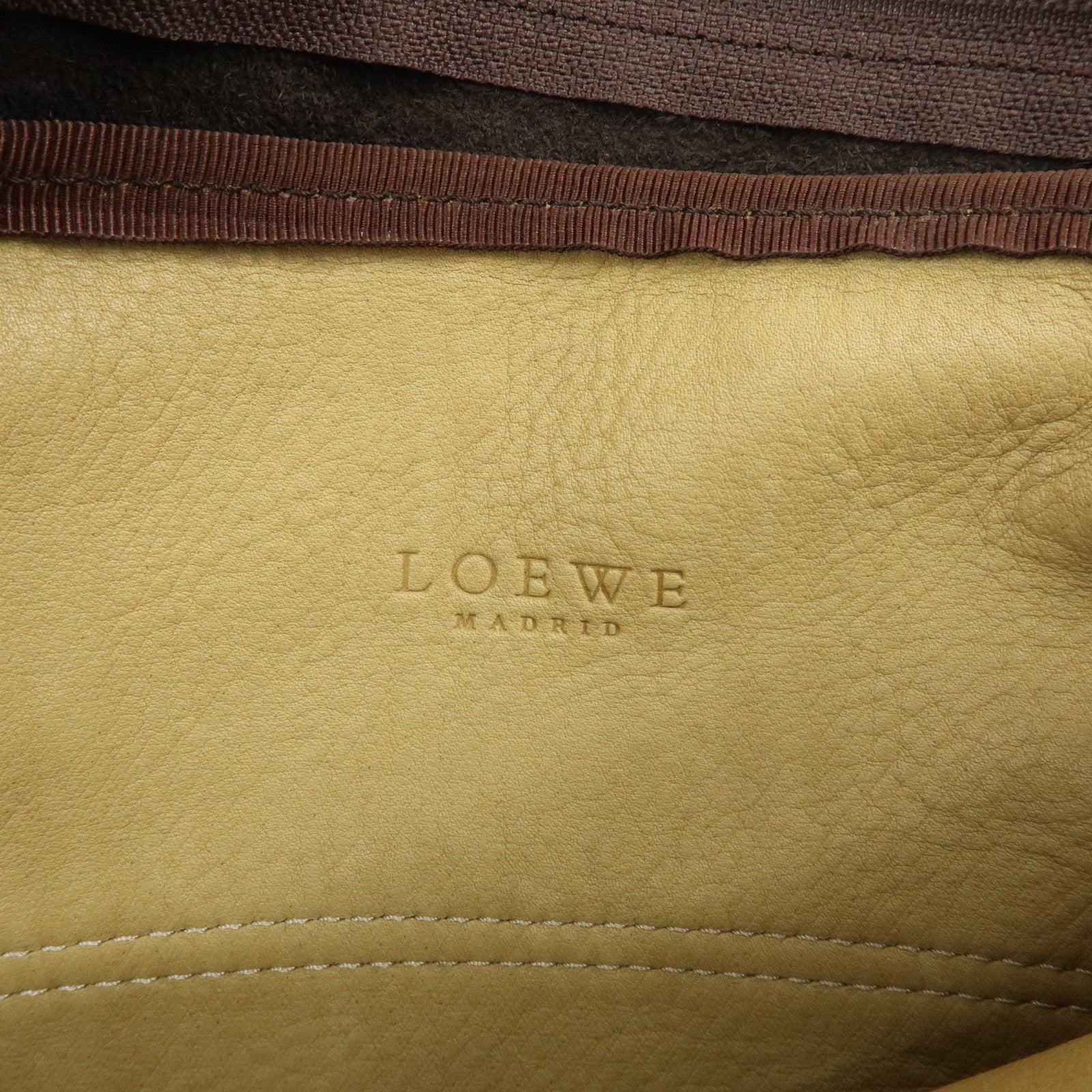 LOEWE Anagram Suede Leather Shoulder Bag Crossbody Bag Beige