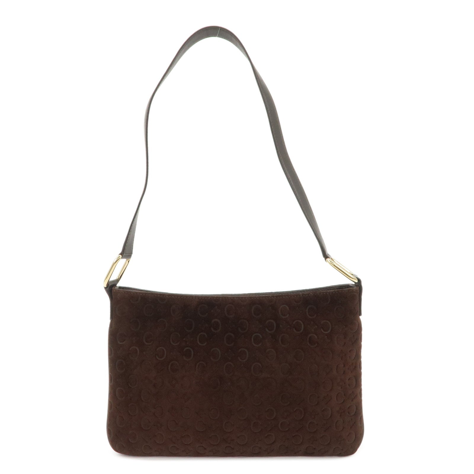 CELINE C Macadam Suede Leather Shoulder Bag Brown