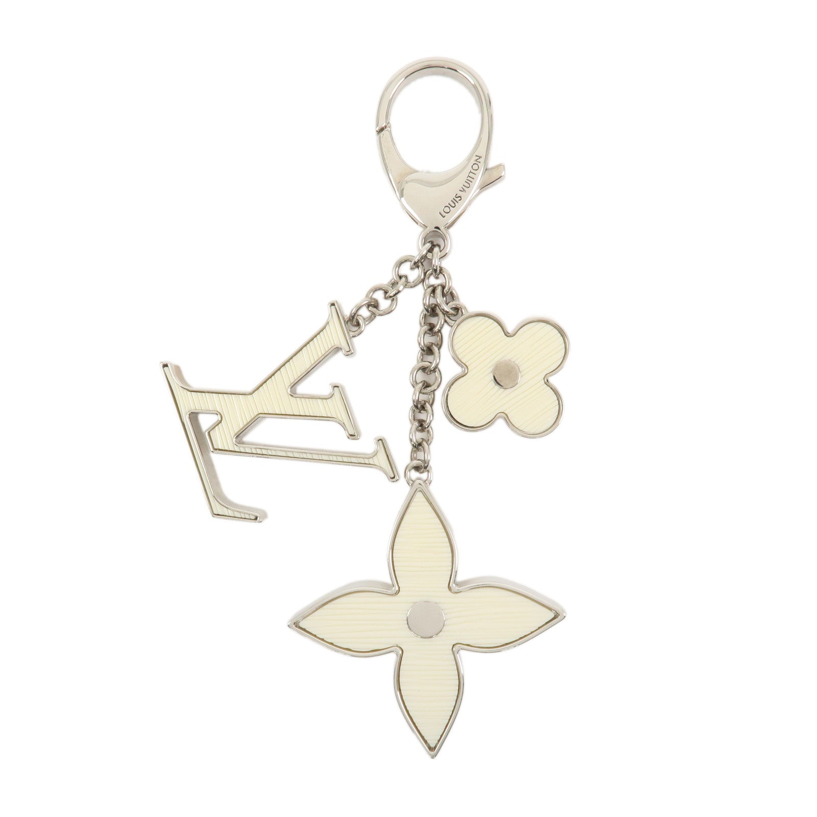 Louis Vuitton Bijoux Sac Fleur de Epi Bag Charm Silver White M65085