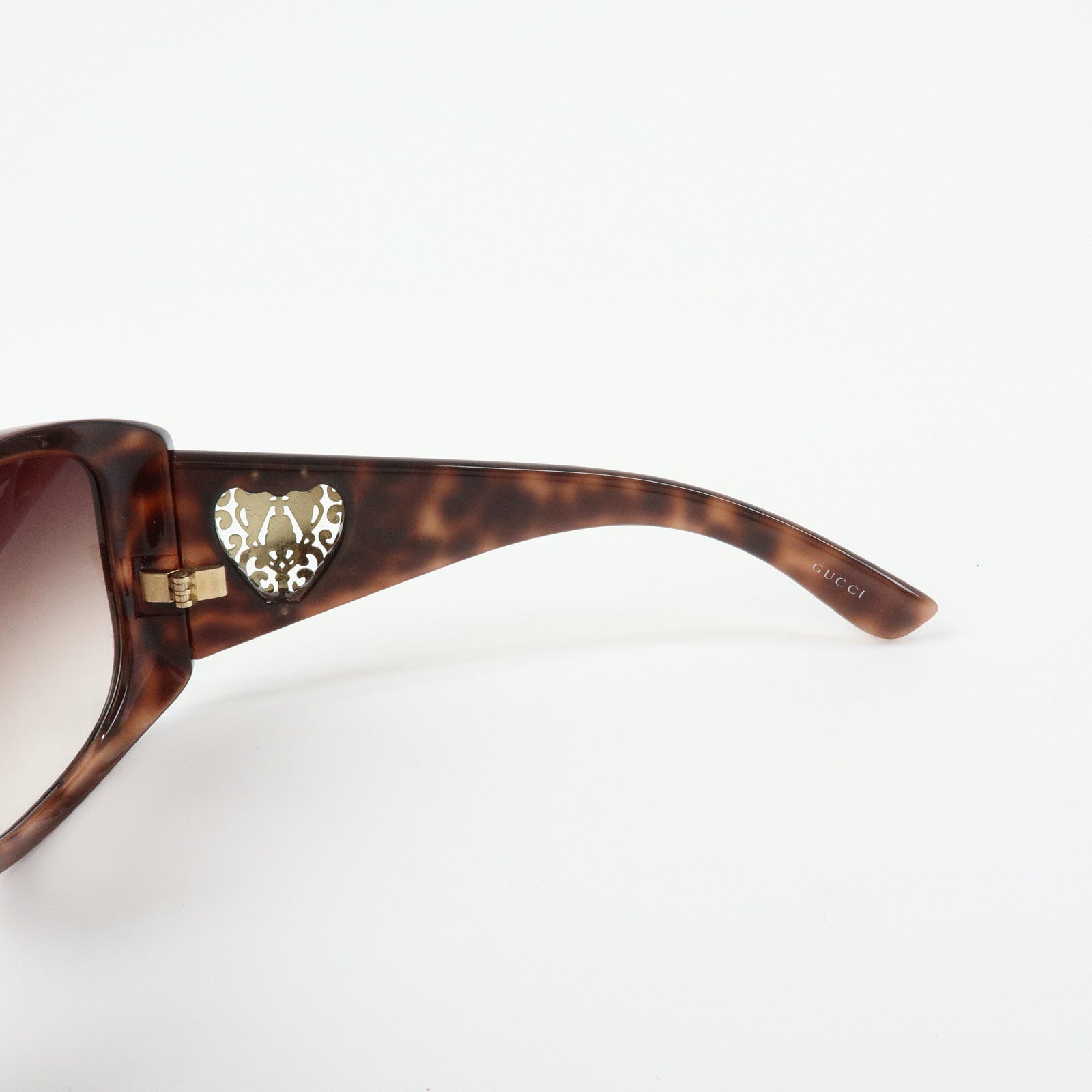 GUCCI Crest Plastic Sunglasses Heart Brown GG3067