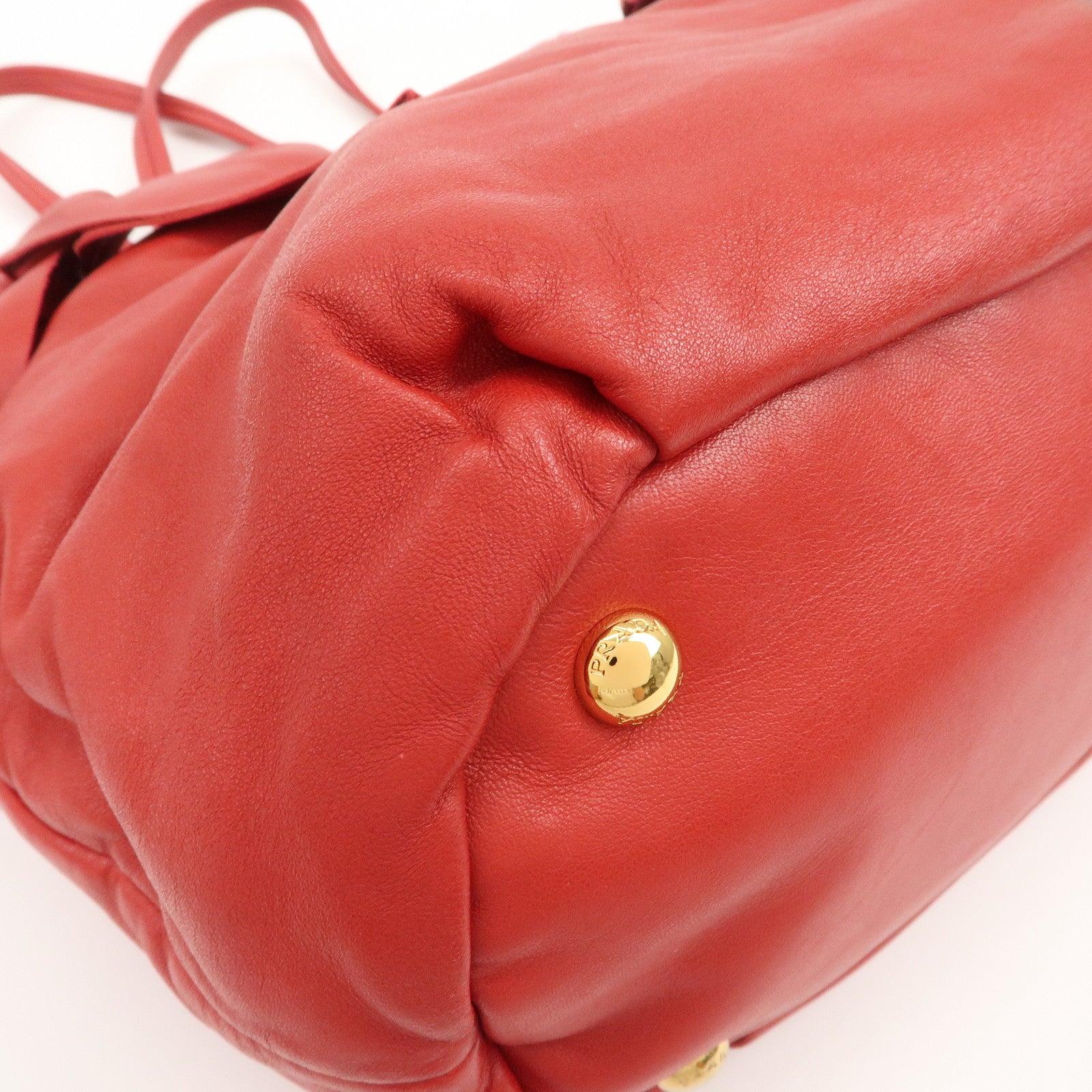 PRADA Logo Leather 2Way Bag Hand Bag Shoulder Bag Red BR4205