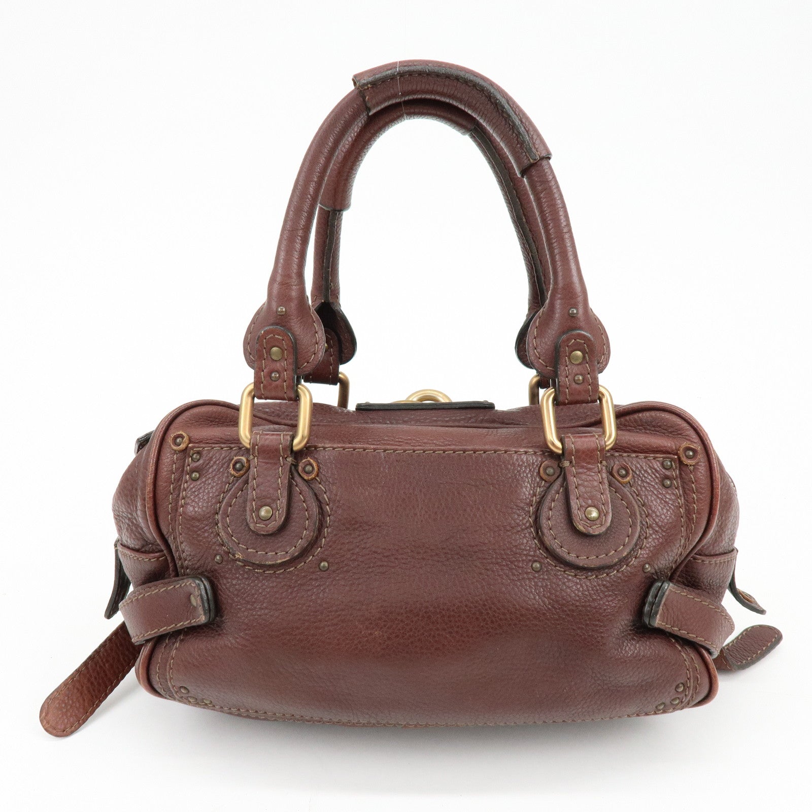 Chloe Paddington Leather Hand Bag Boston Bag Medium Brown