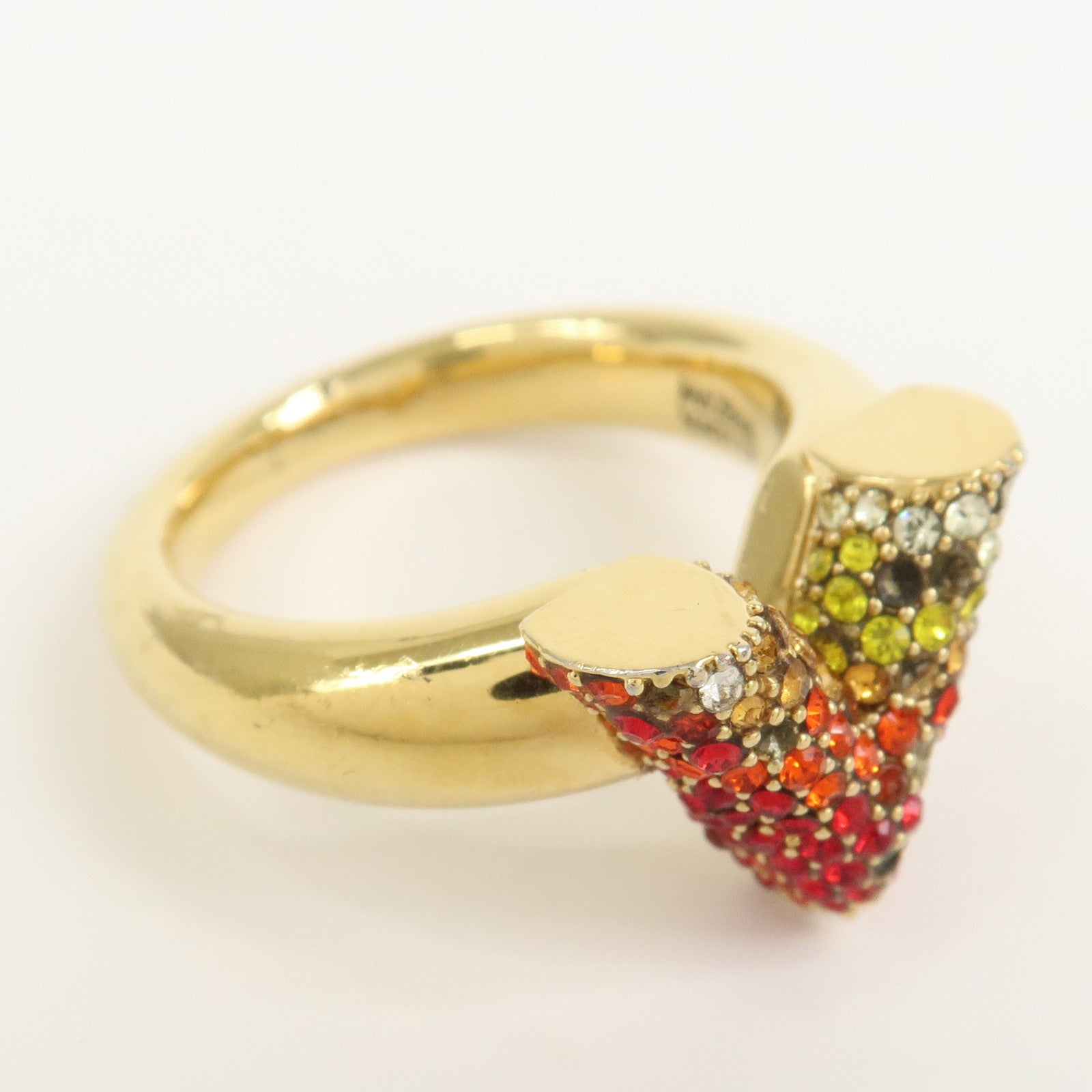 Louis Vuitton Essential V Ring Rhinestone Gold Red M62866