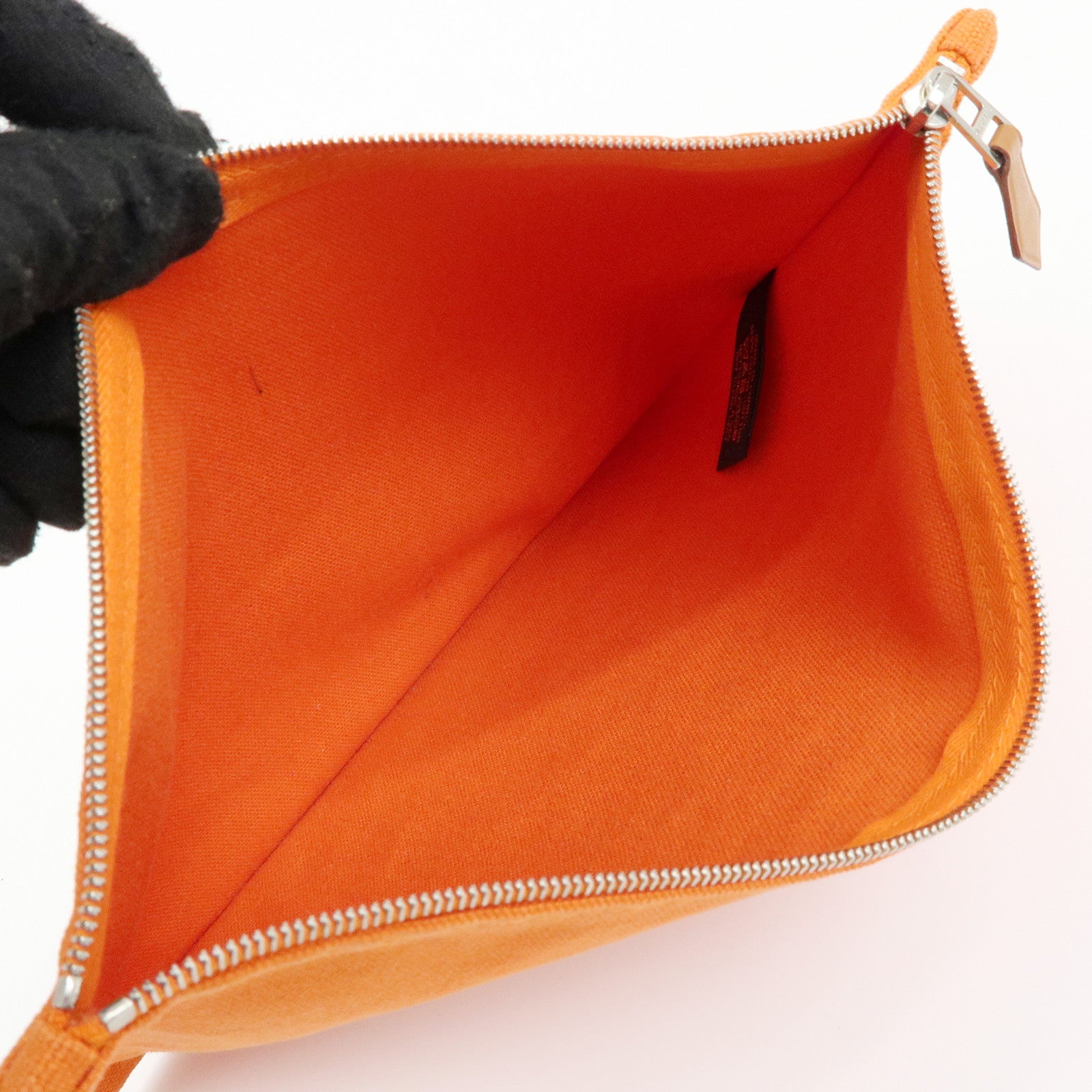 HERMES Yachting GM Canvas Flat Pouch Cosmetic Pouch Orange