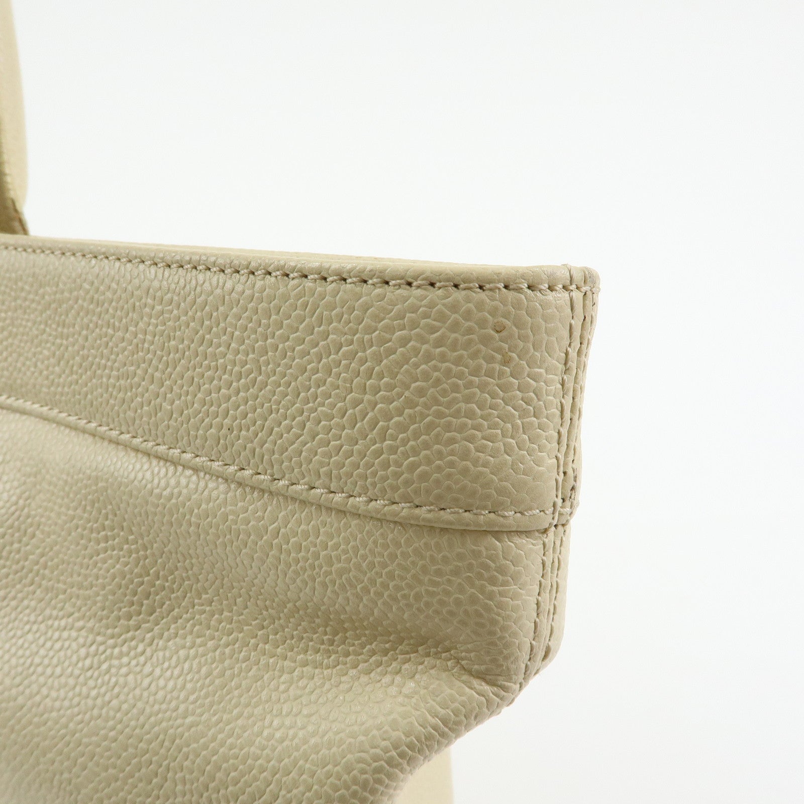 CHANEL COCO Mark Caviarskin Shoulder Bag Tote Bag Ivory