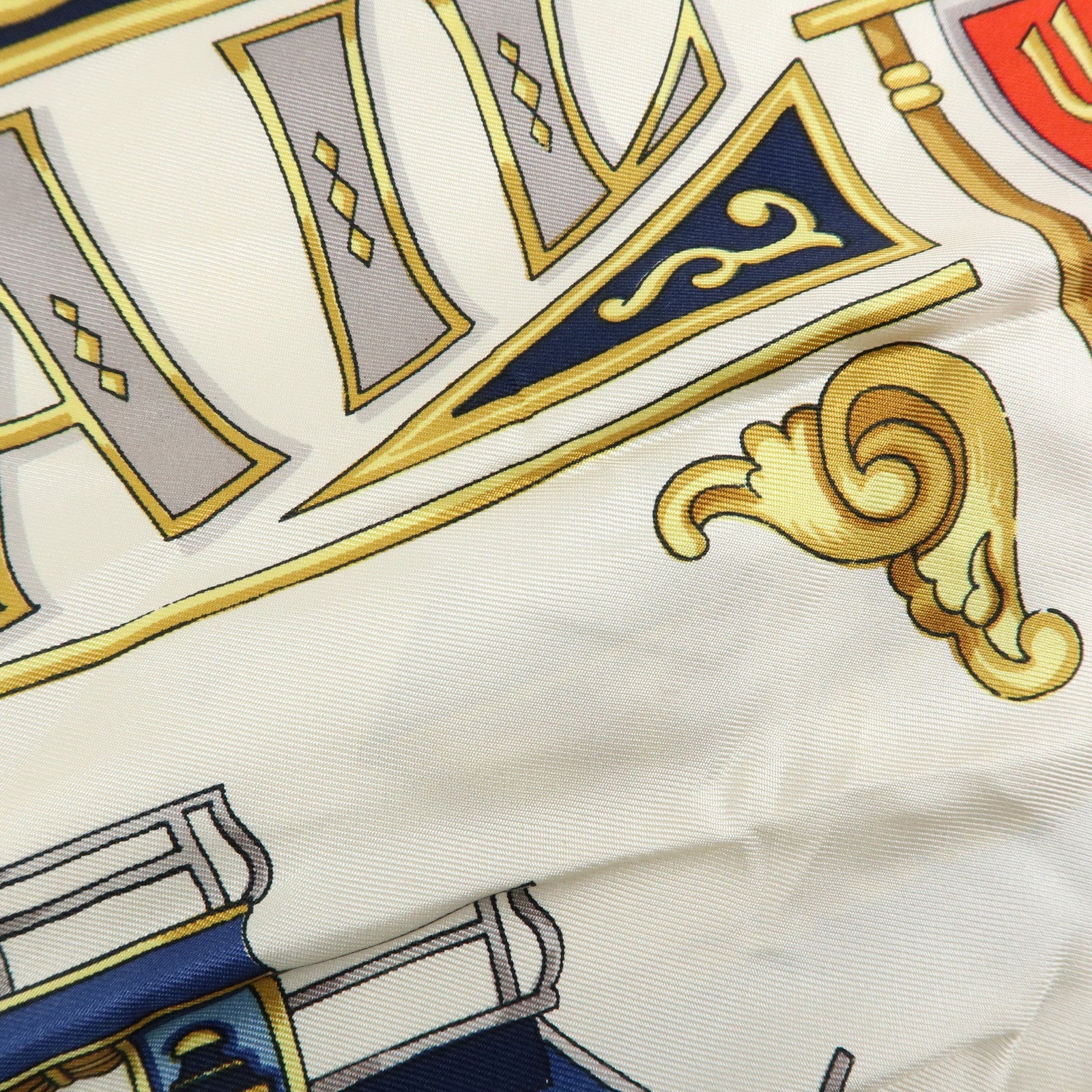 CELINE Silk Baltimore and Ohio Railroad Scarf 85x85 Red White Blue