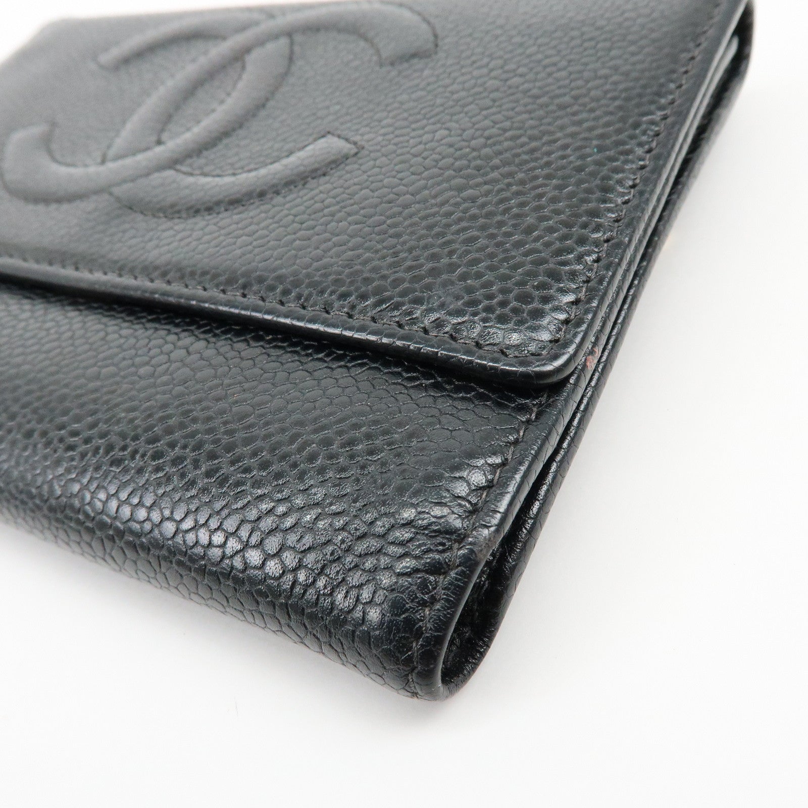 CHANEL COCO Mark Caviarskin Compact Flap Wallet Black