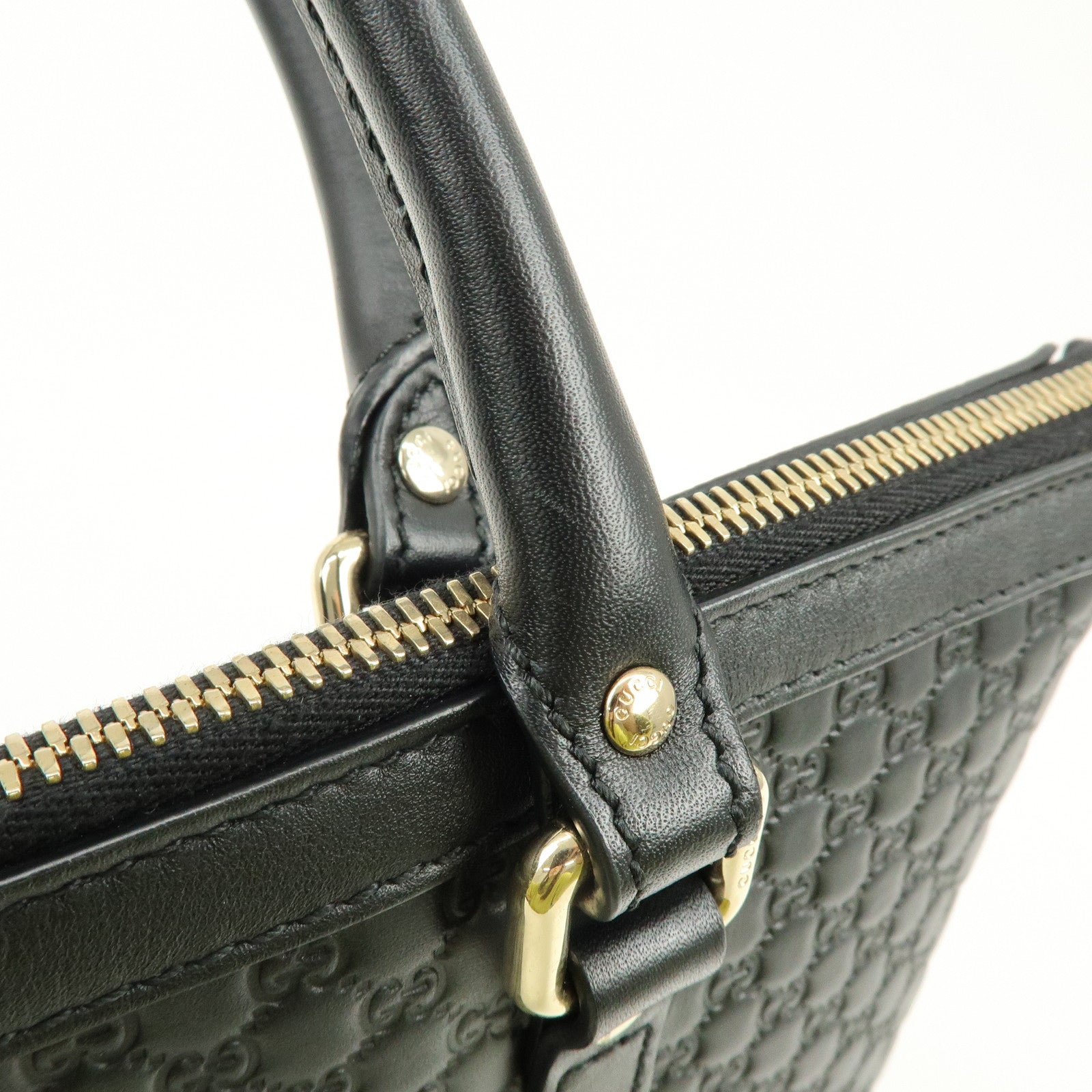 GUCCI Micro Guccissima Leather 2Way Bag Hand Bag Shoulder Bag Black