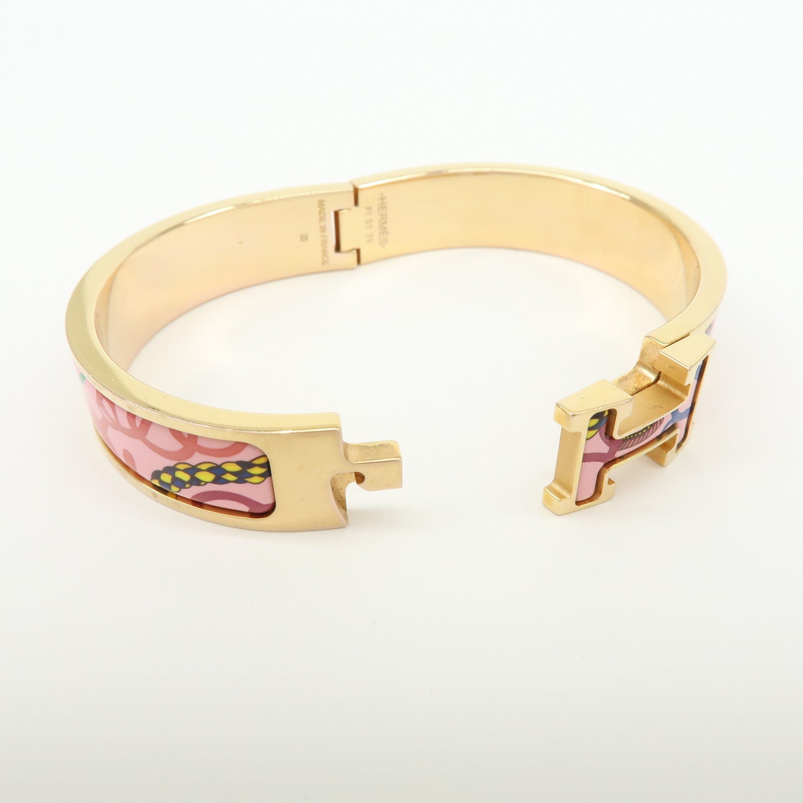 HERMES Clic Clac PM Metal Bracelet Bangle Pink
