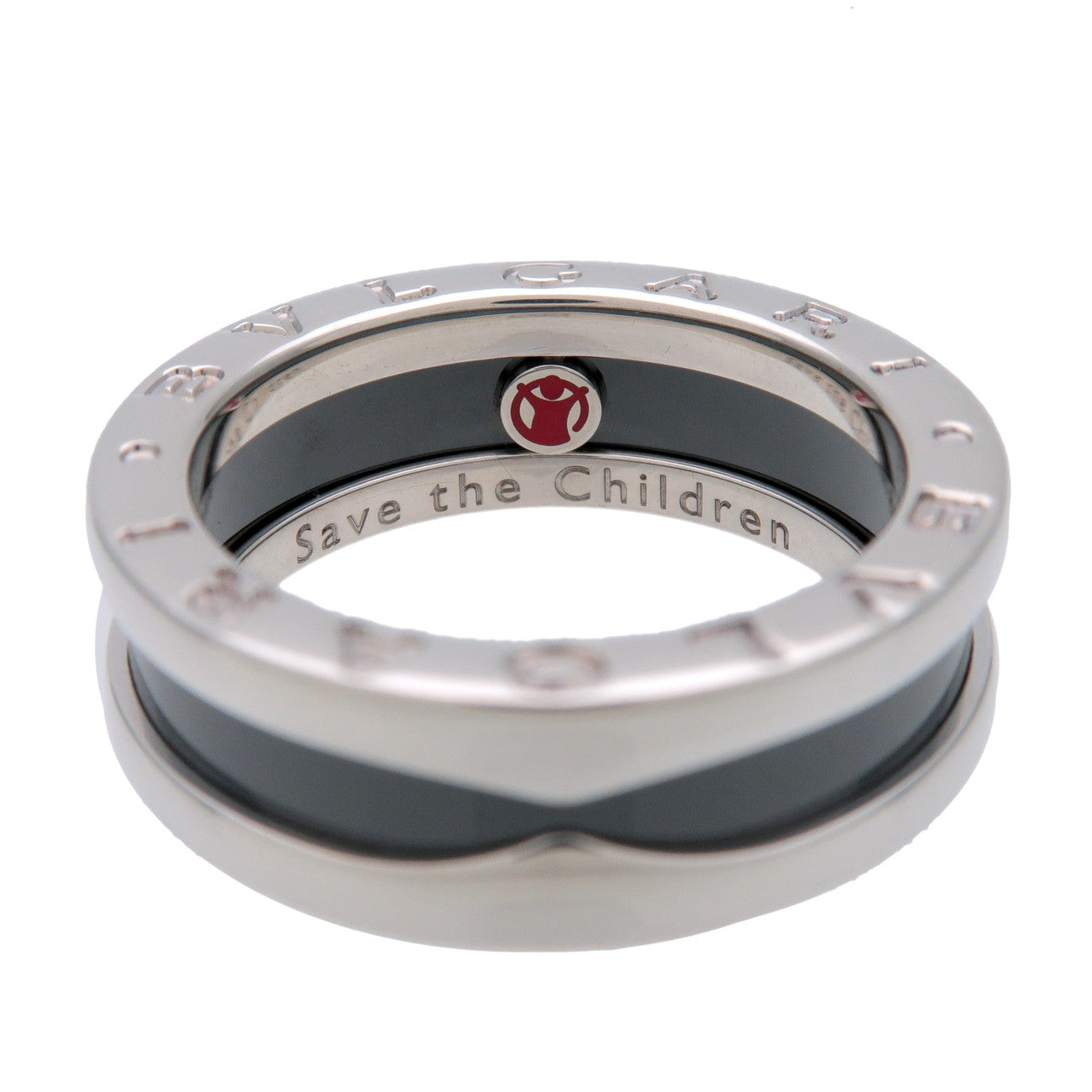 BVLGARI B-Zero1 Save the Children Ring SV925 Black Ceramic US6