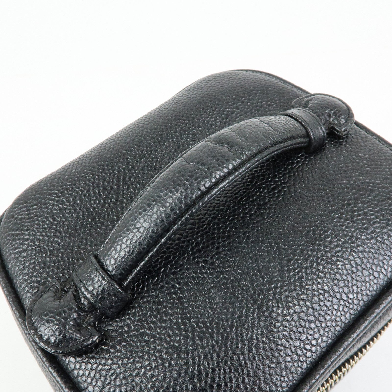 CHANEL COCO Mark Cavairskin Vanity Bag Hand Bag Black A01998