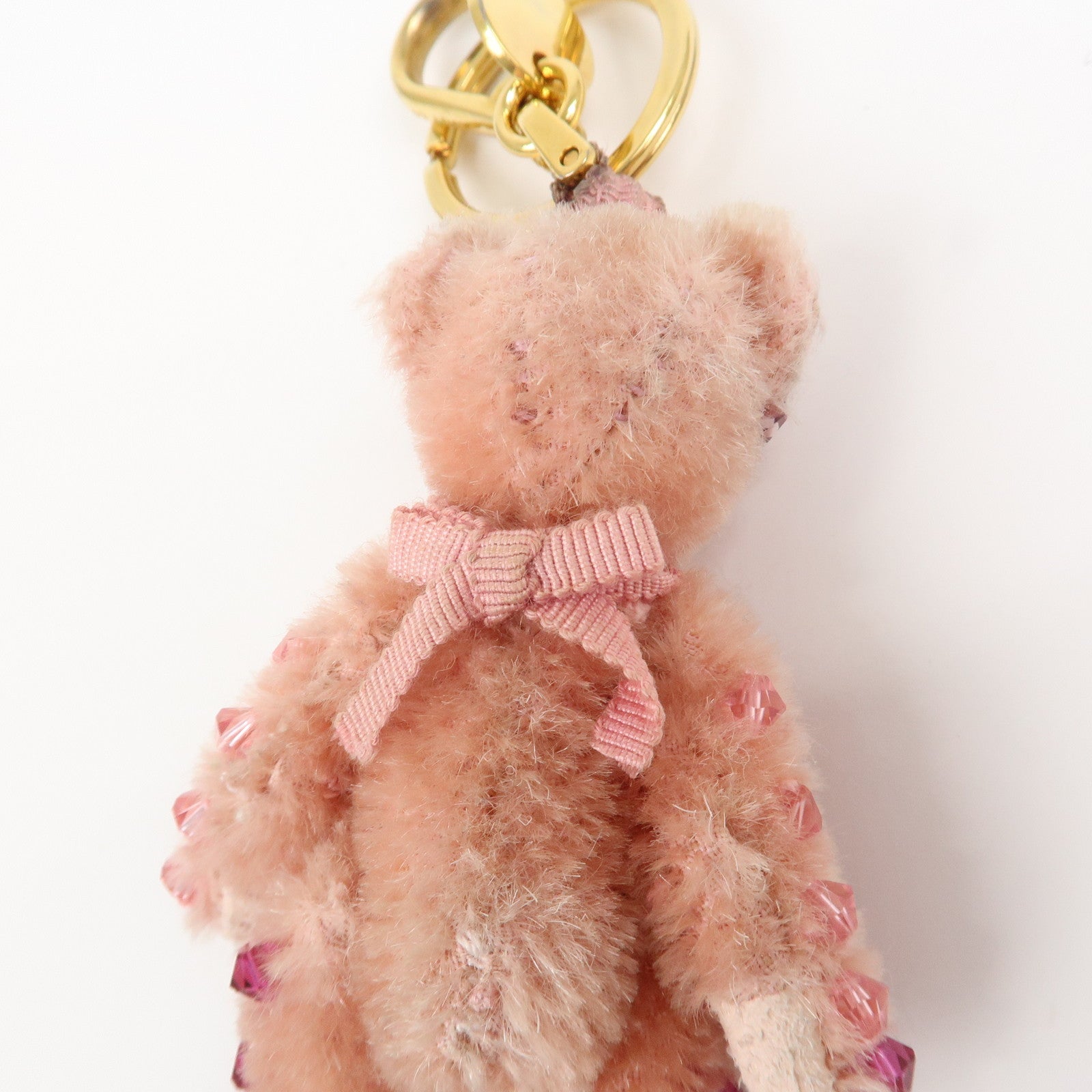 PRADA Logo Bear Motif Bag Charm Key Holder Bijou Pink