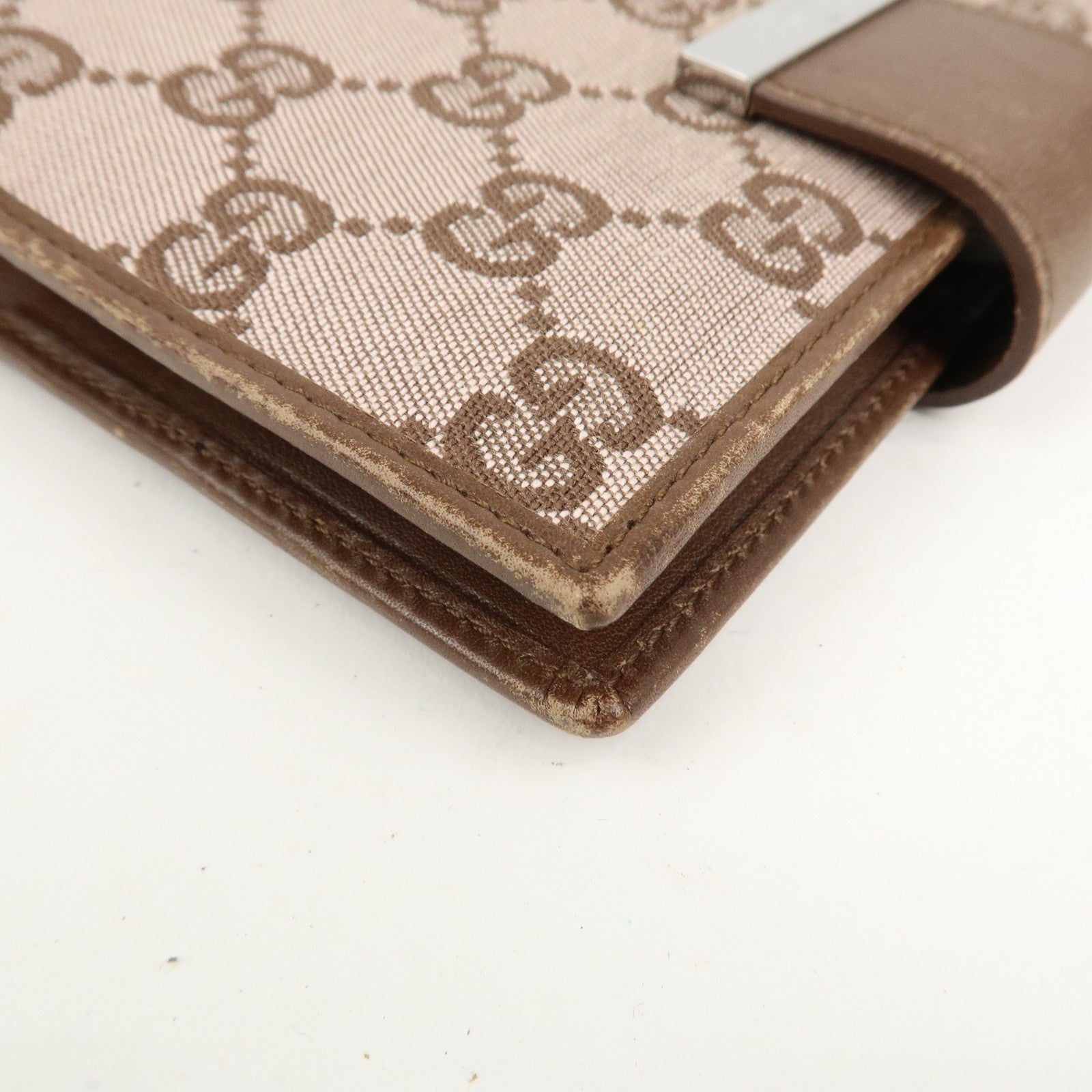 GUCCI GG Canvas Leather Agenda Cover Pink Brown 031.3661.1069