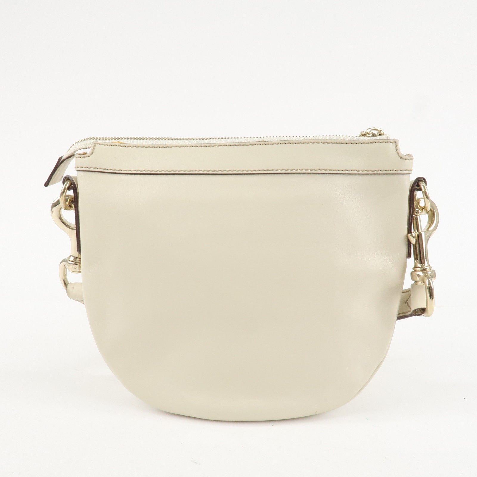 GUCCI Sherry Leather Shoulder Bag Ivory Used
