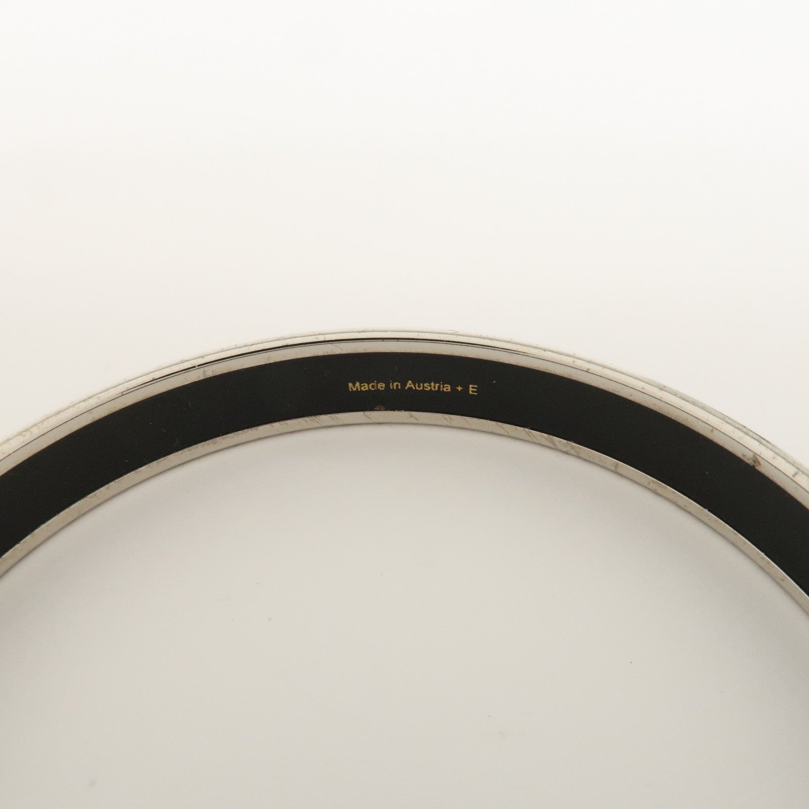 HERMES Email PM Metal Bracelet Bangle Black Silver