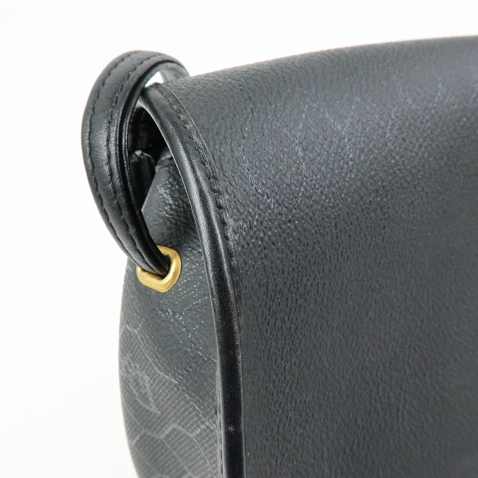 Christian Dior Honeycomb PVC Leather Shoulder Bag Crossbody Black