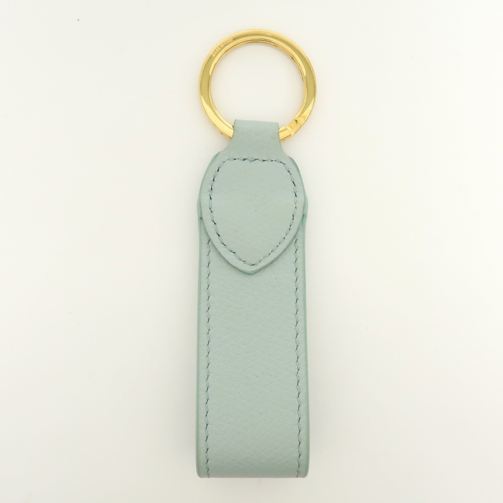 VALENTINO Leather V Logo Signature Key Ring Bag Charm Lime Green