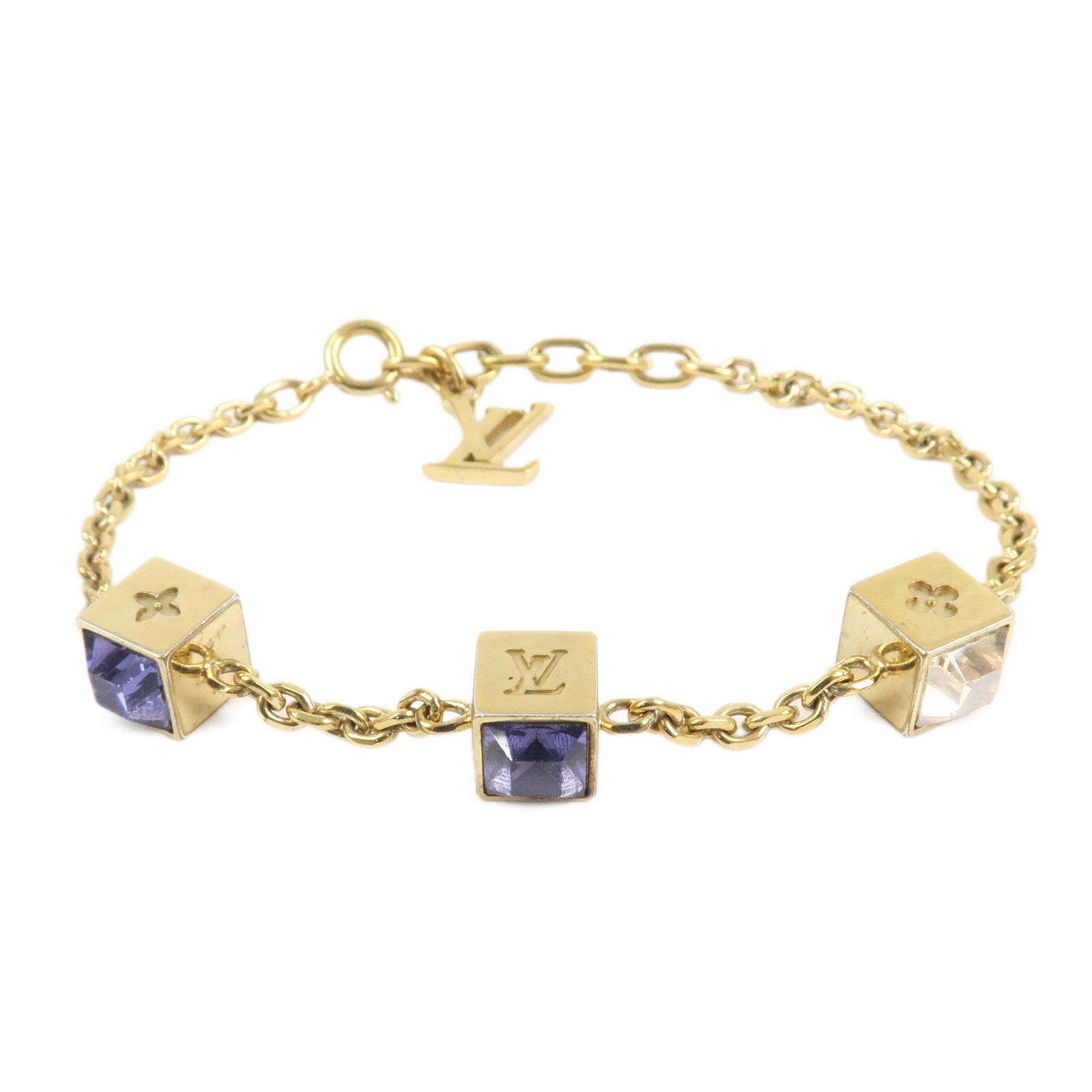 Louis Vuitton Collier Gamble Rhinestone Bracelet Gold M66060