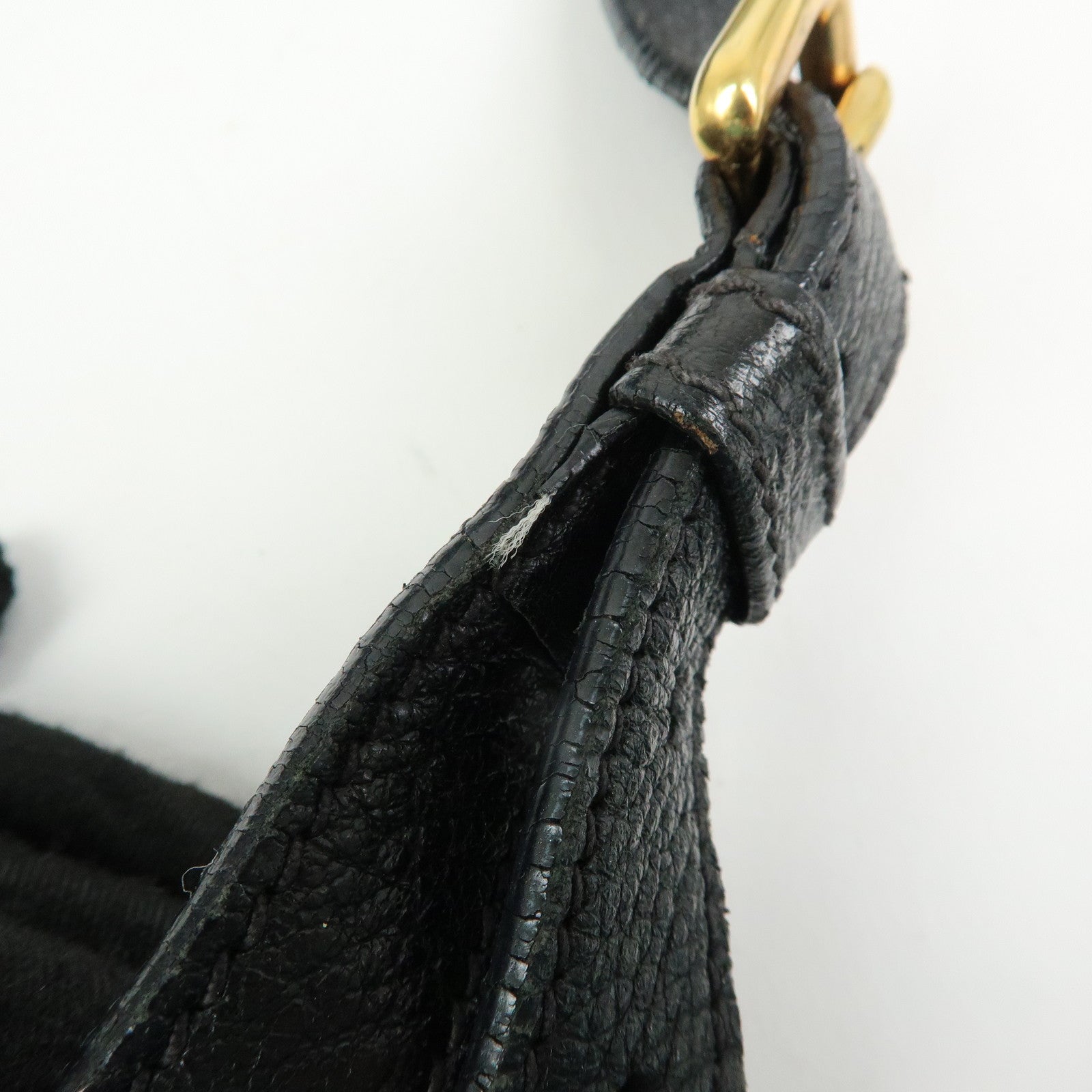 PRADA Logo Leather 2Way Bag Hand Bag Shoulder Bag Black BR4083