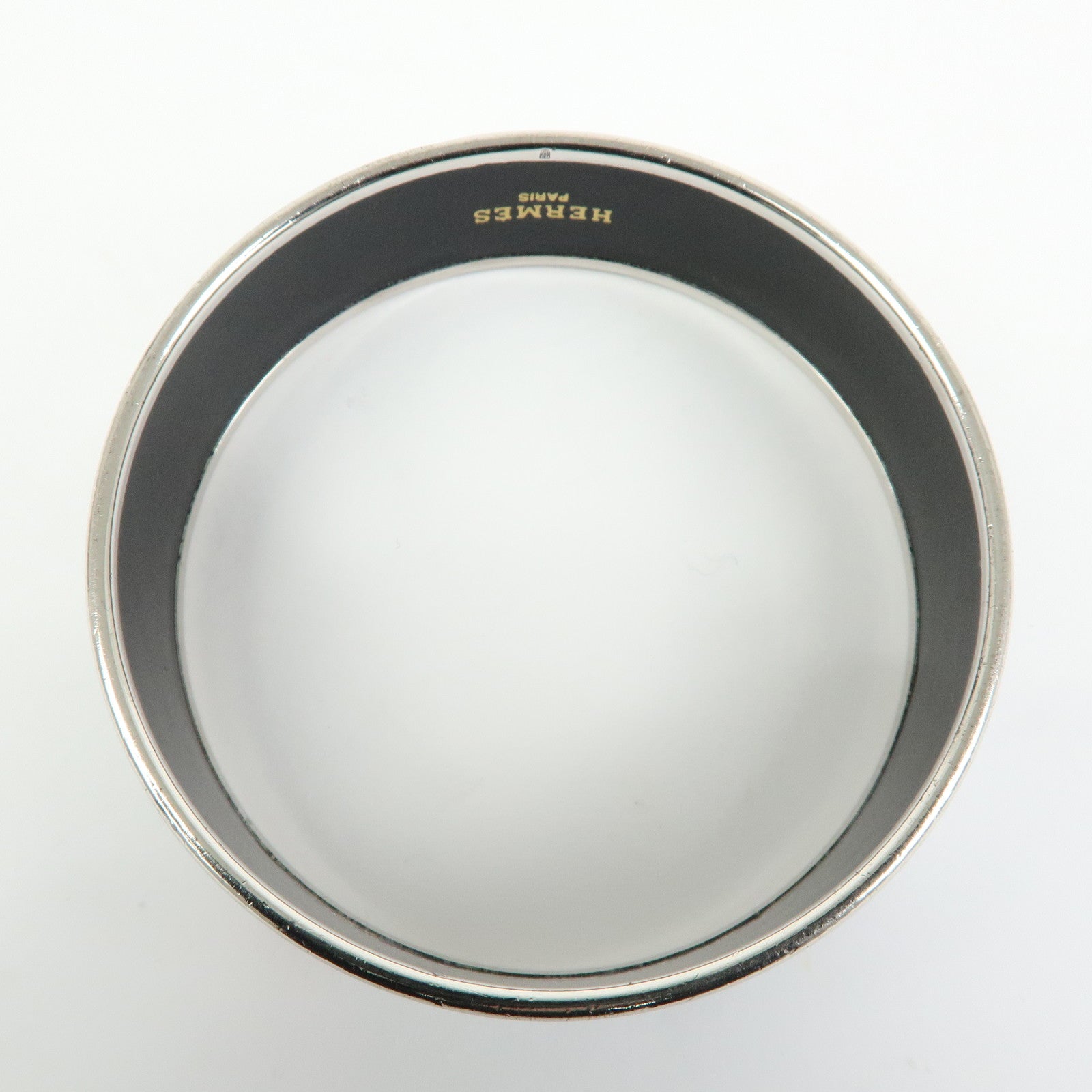 HERMES Email GM Plated Bangle Bracelet White Black Red