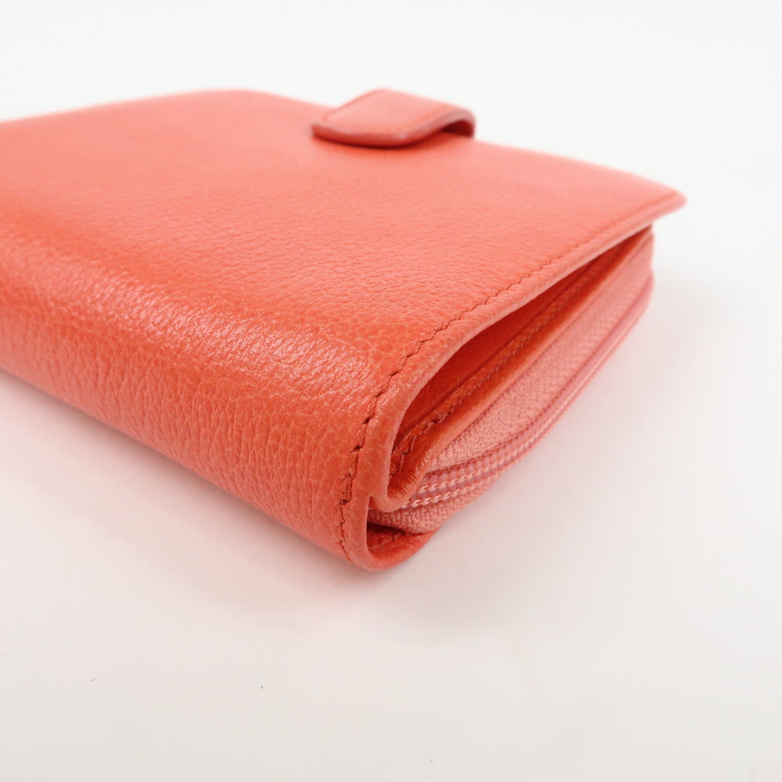 CHANEL Camellia Zip Around Leather Compact Wallet Rose Pink