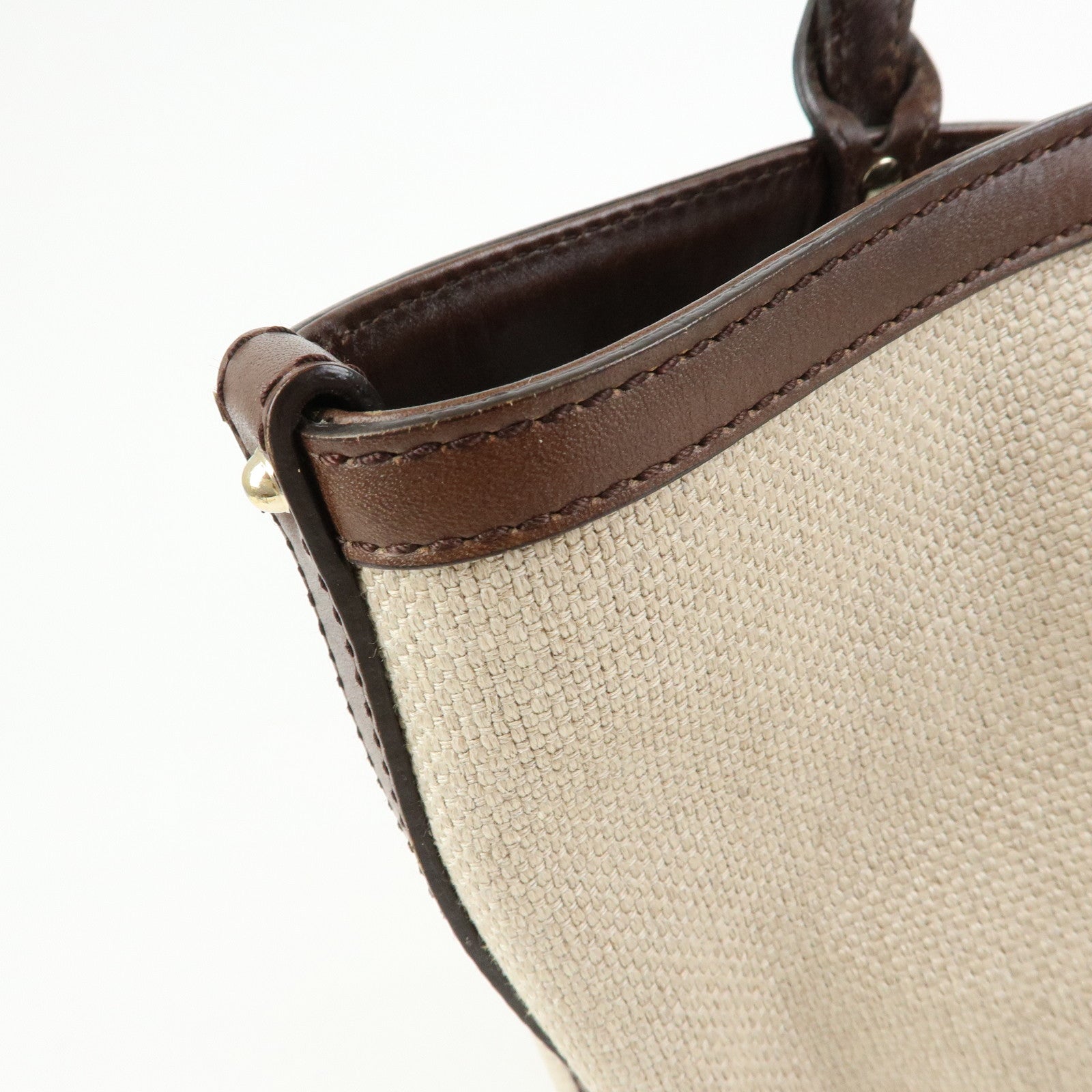 GUCCI Gucci Craft GG Canvas Leather Tote Bag Beige Brown 247209