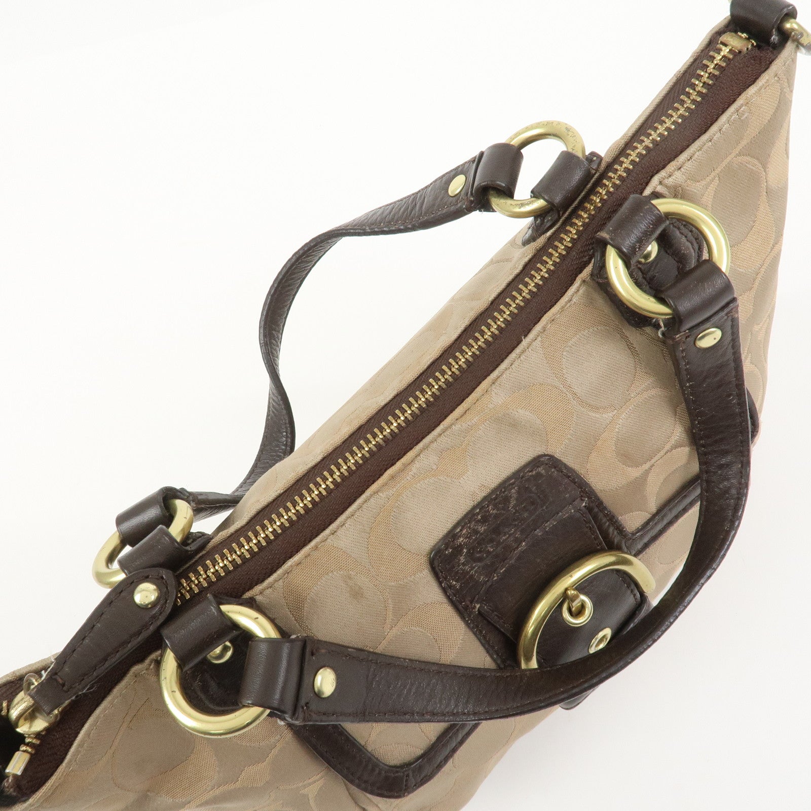 COACH Signature Set of 3 Silk Canvas Leather Hand Bag Pouch Pink