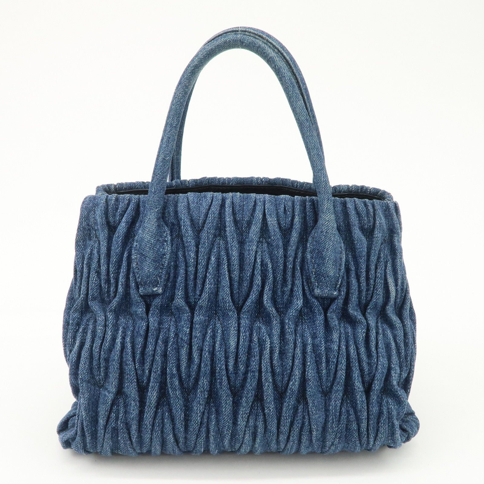 MIU MIU Matelasse Leather 2Way Shoulder Hand Bag Blue RN1069 Used