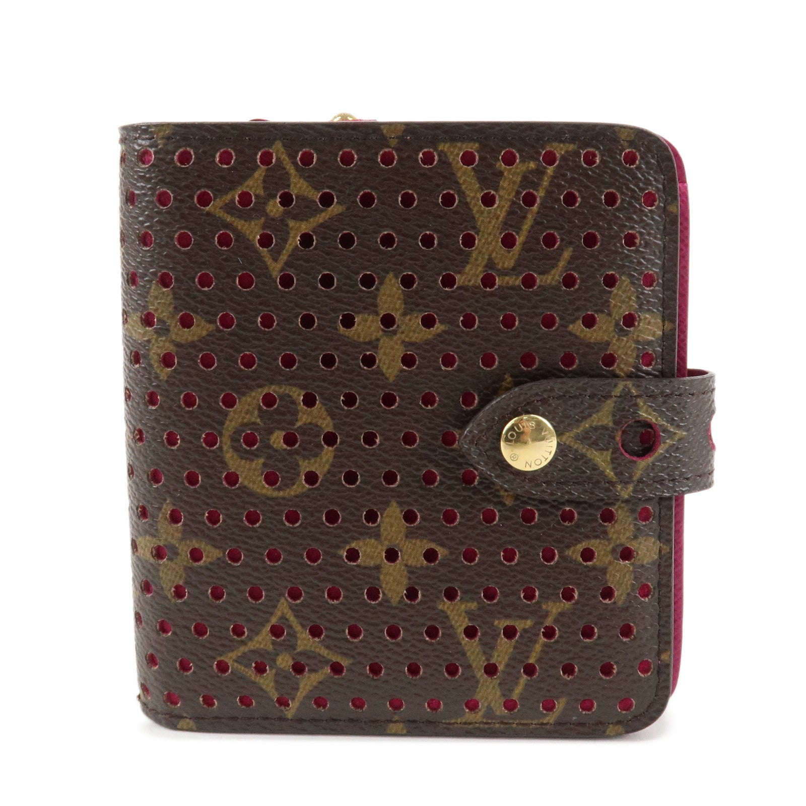 Louis Vuitton Monogram Perfor Compact Zip Bi-fold Wallet Fuchsia M95188 Used