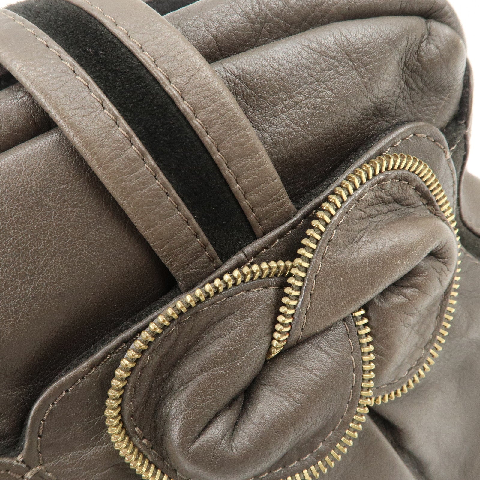 Chloe See by Chloe Leather Shoulder Bag Hand Bag Ribbon Brown