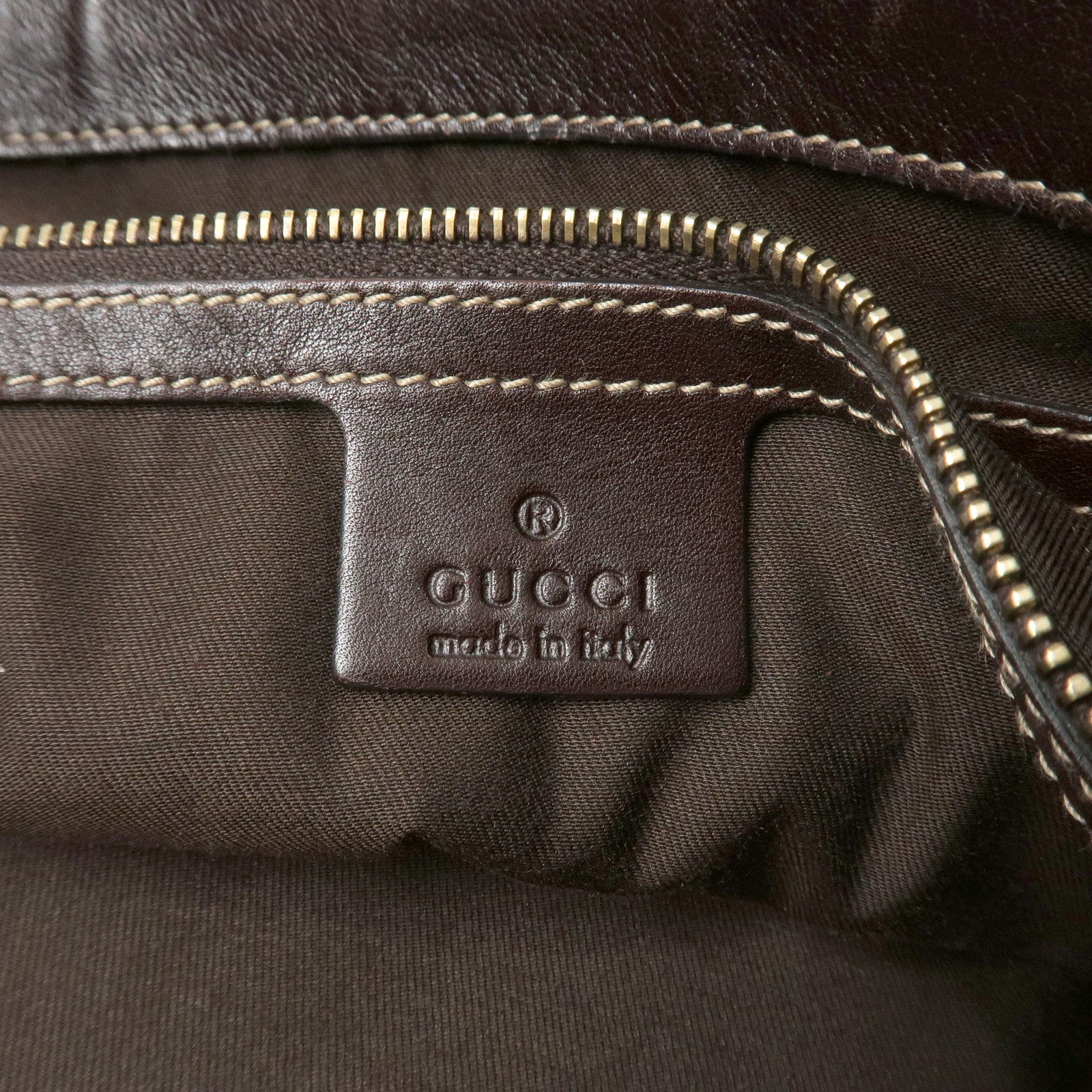 GUCCI Interlocking G Sherry Leather Shoulder Bag Dark Brown 162094