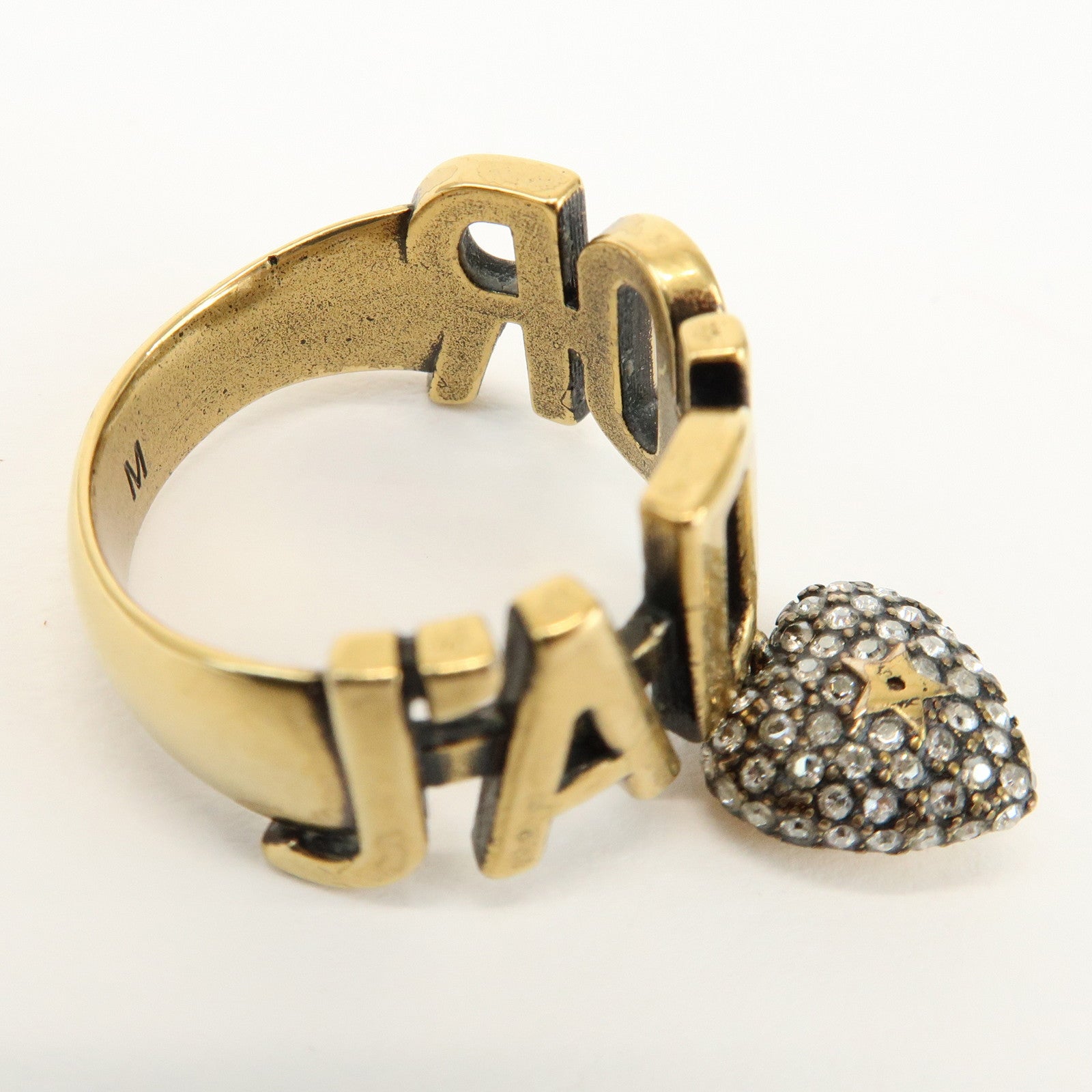 Christian Dior J'ADIOR Metal Rhinestone Star Heart Ring M Gold