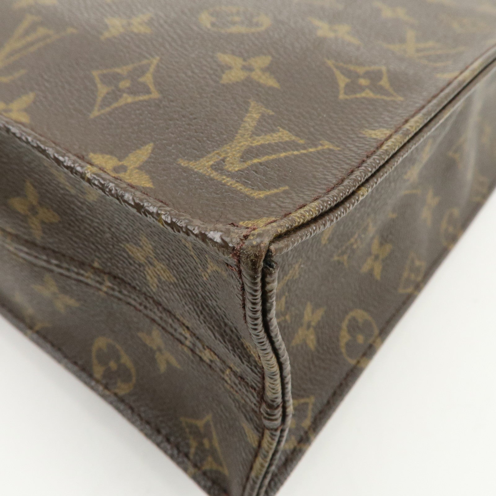 Louis Vuitton Monogram Sac Plat Tote Bag Hand Bag Brown M51140