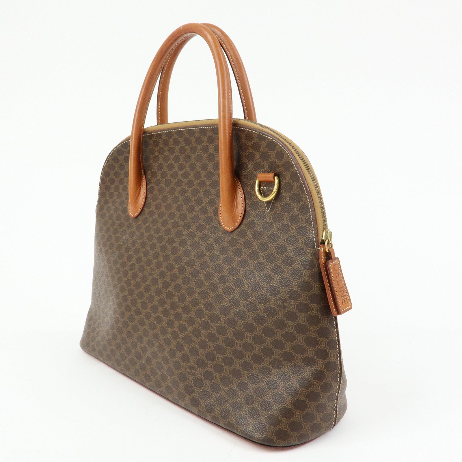 CELINE Macadam PVC Leather 2Way Bag Hand Bag Brown