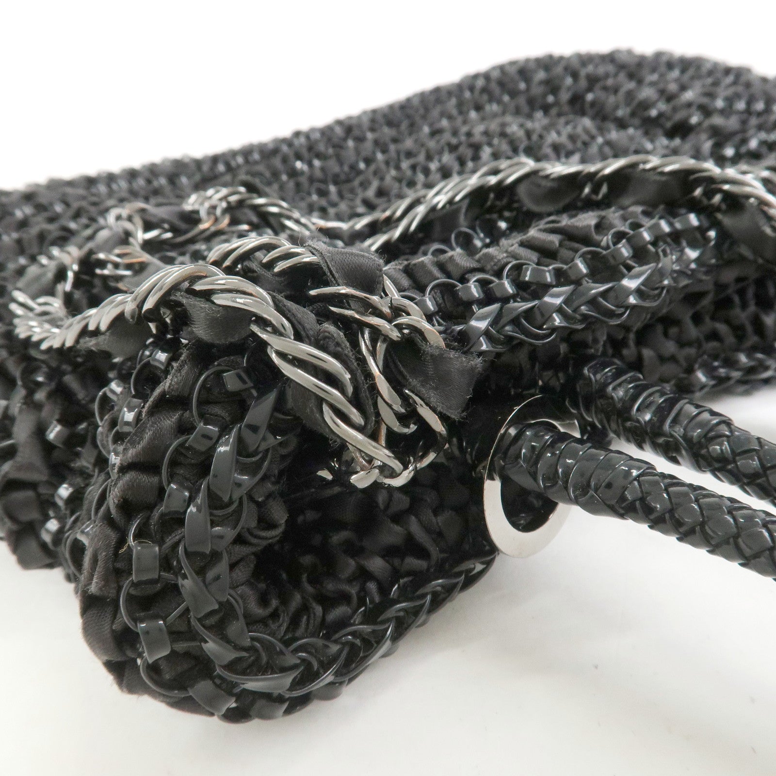 ANTEPRIMA Wire Bag PVC 2Way Bag Hand Bag Shoulder Bag Ribbon Black