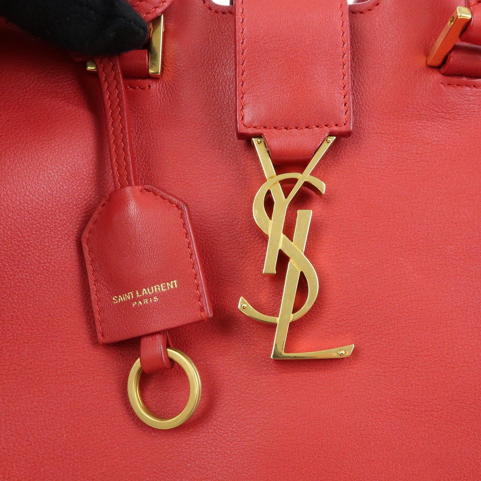 SAINT LAURENT PARIS Baby Cabas Leather 2Way Bag Hand Bag Red 424868