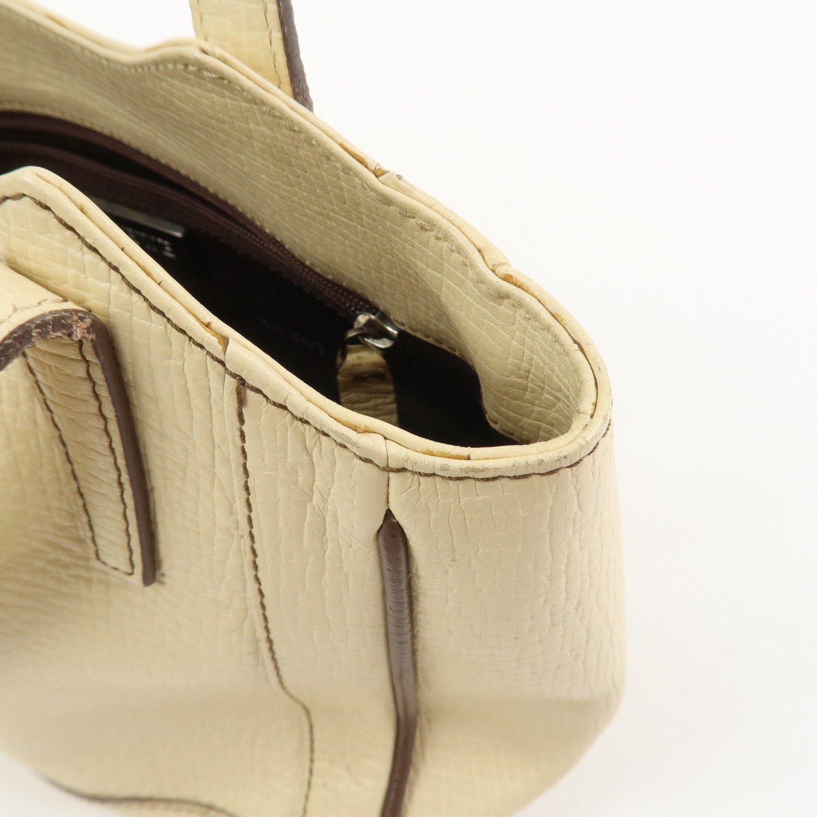 LOEWE Logo Leather Hand Bag Ivory