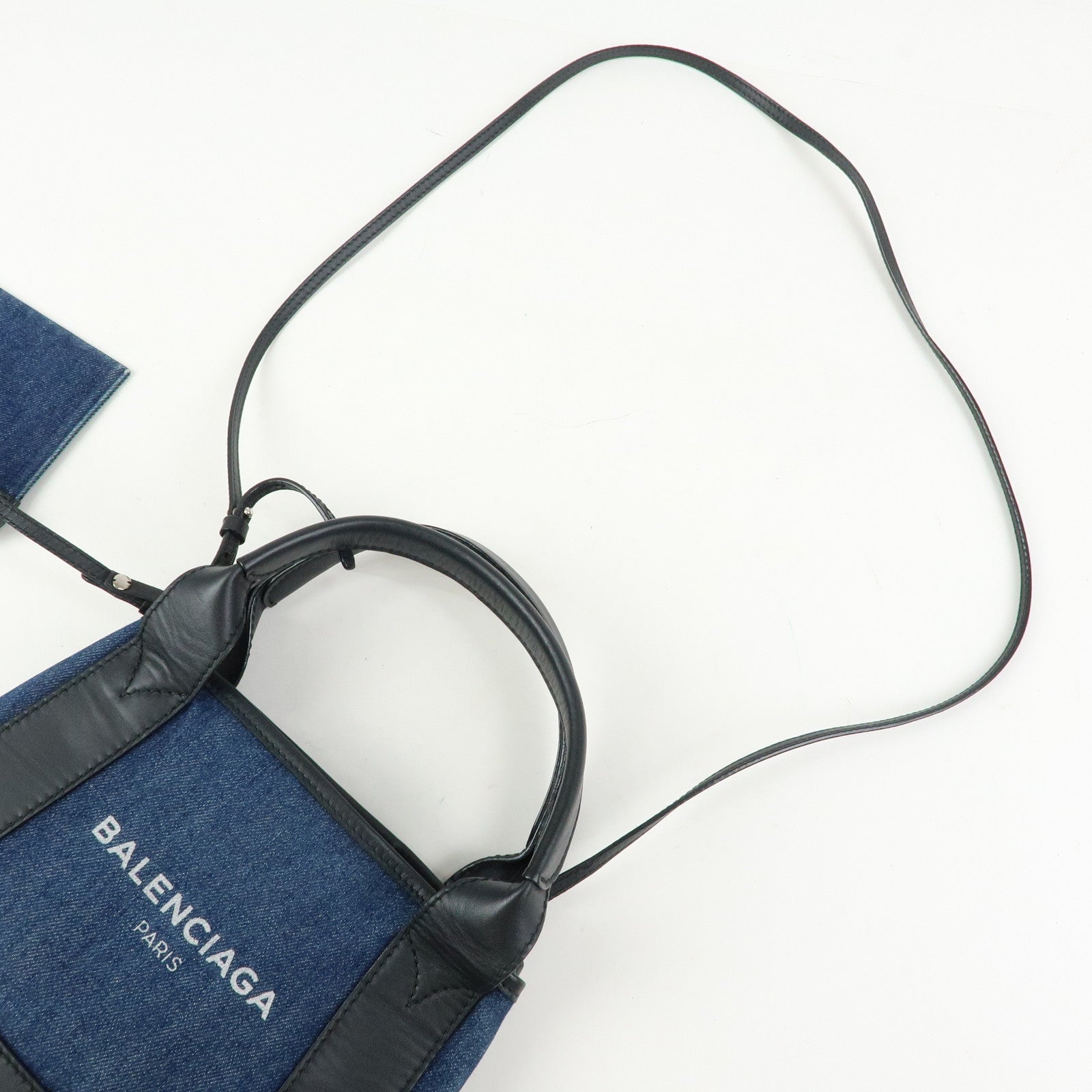 BALENCIAGA Baby Cabas Denim 2Way Bag Hand Shoulder Bag Blue Black