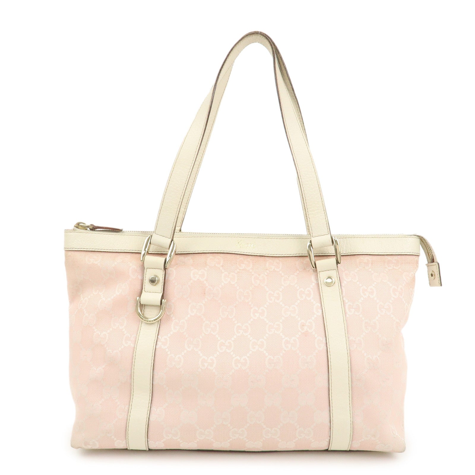 GUCCI Abbey GG Canvas Leather Tote Bag Shoulder Bag Pink 141470