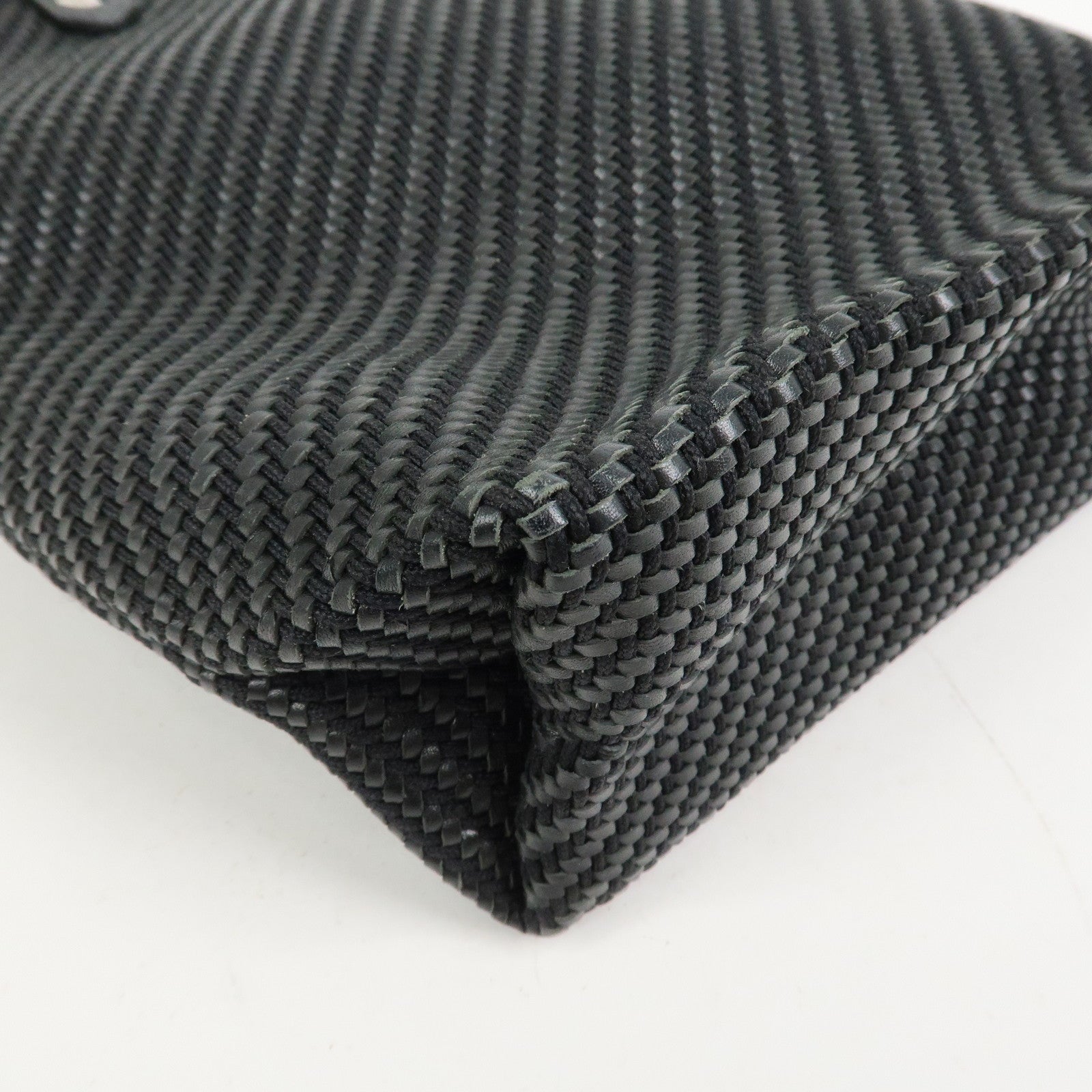 HERMES Amedaba PM Diago Canvas Leather Tote Bag Hand Bag Black