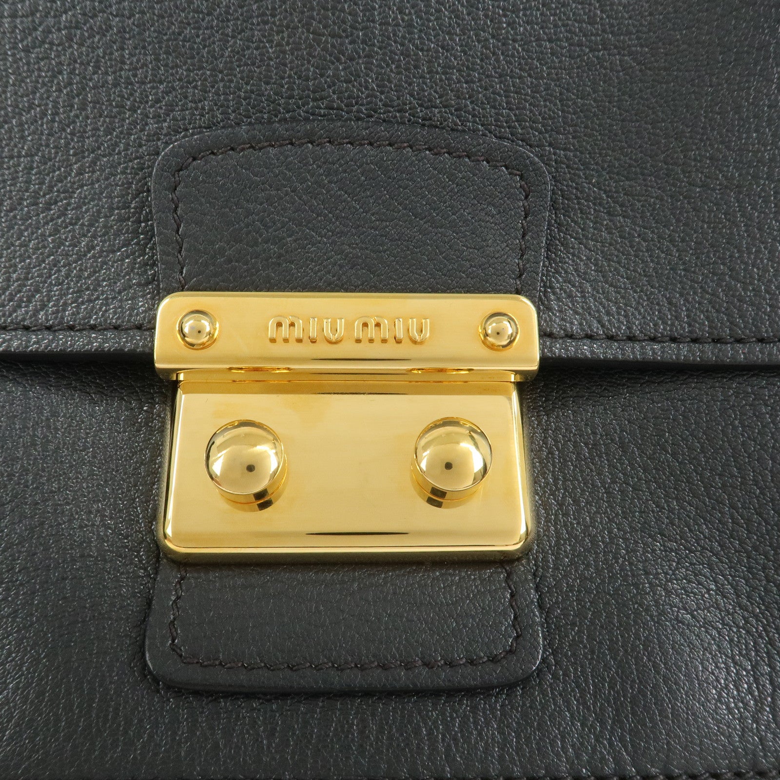 MIU MIU MADRAS Leather 2Way Bag Hand Bag Shoulder Bag Grey