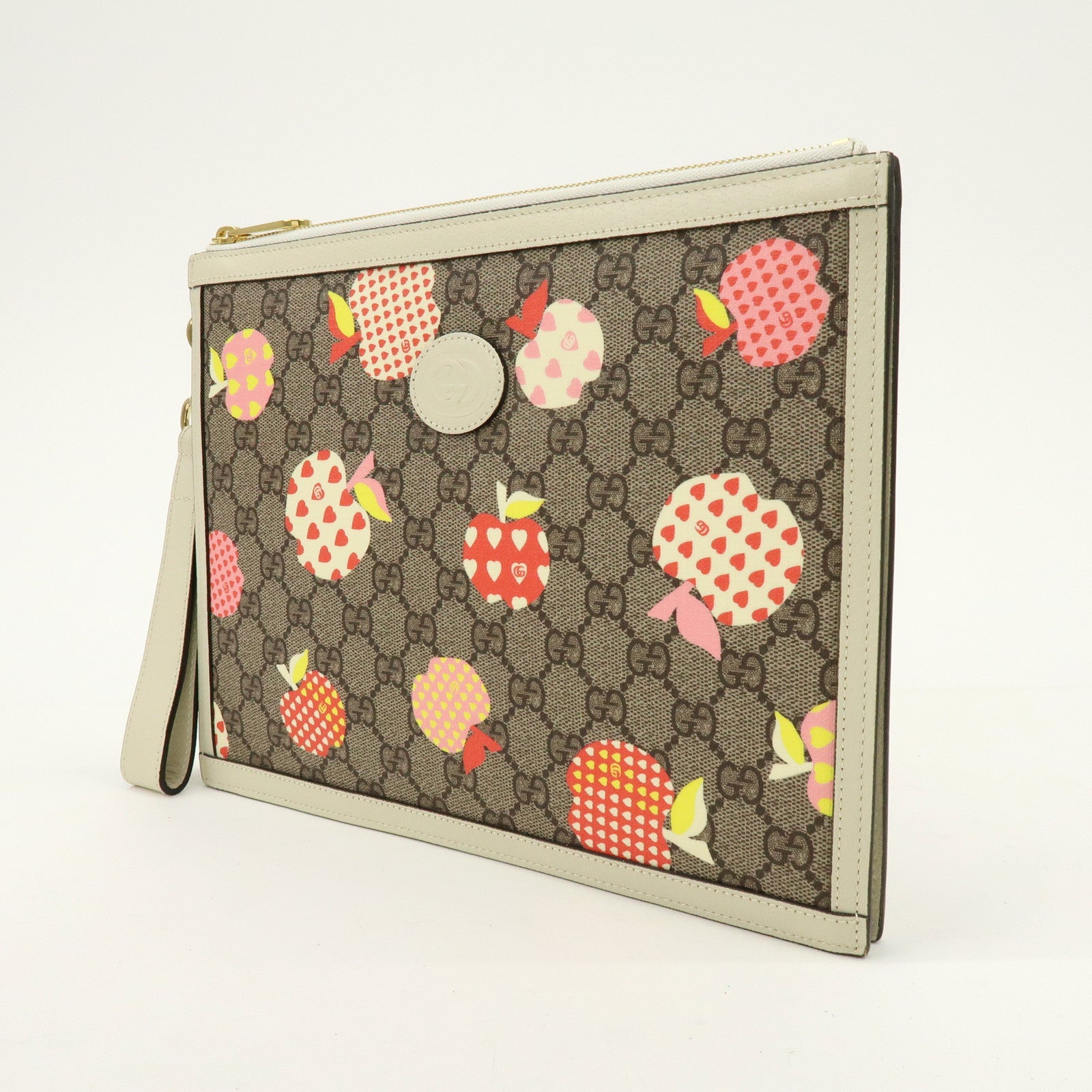 GUCCI Les Pommes Collection GG Supreme Leather Clutch Bag 664113