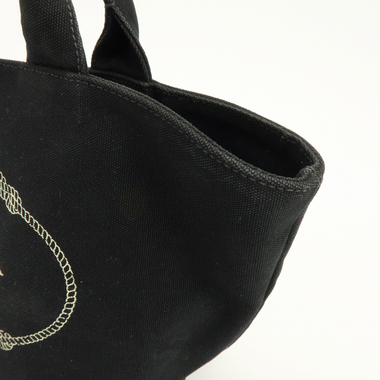 PRADA Triangle Logo Canapa Canvas 2Way Bag Tote Bag Black 1BG186