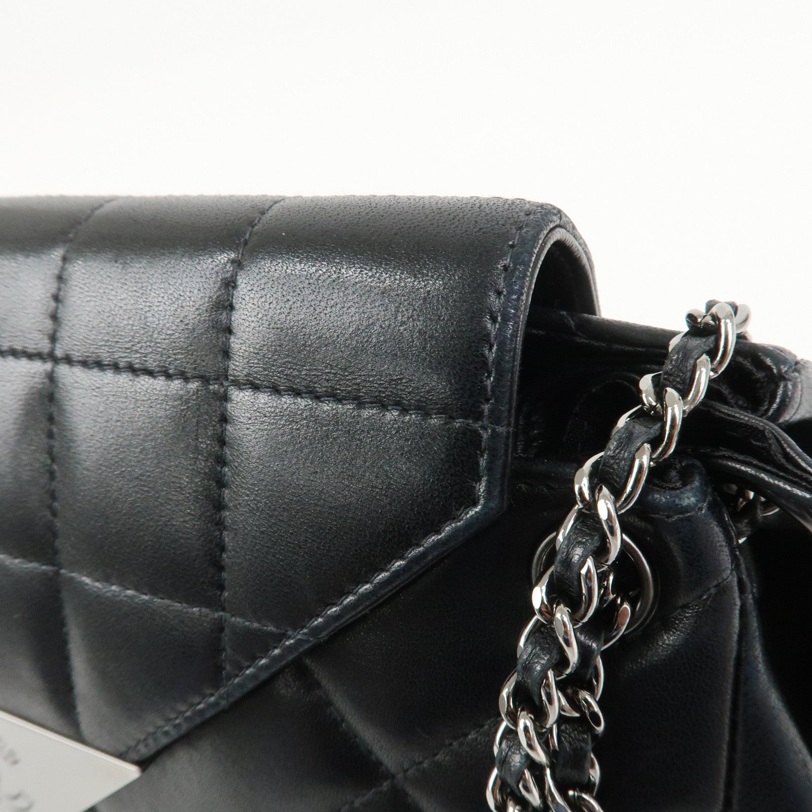 CHANEL COCO Mark Lamb Skin Chain Shoulder Bag Hand Bag Black