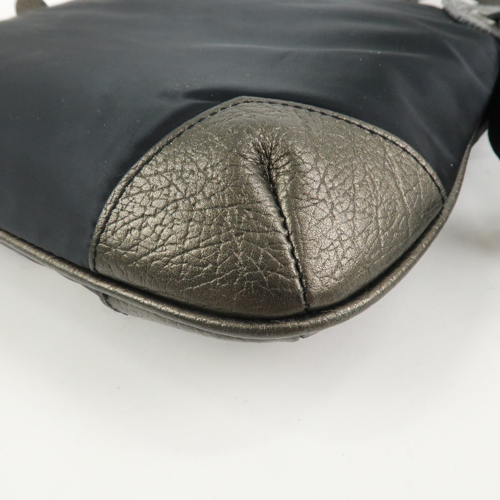 BURBERRY Nylon Leather Shoulder Crossbody Bag Black Metallic Gray