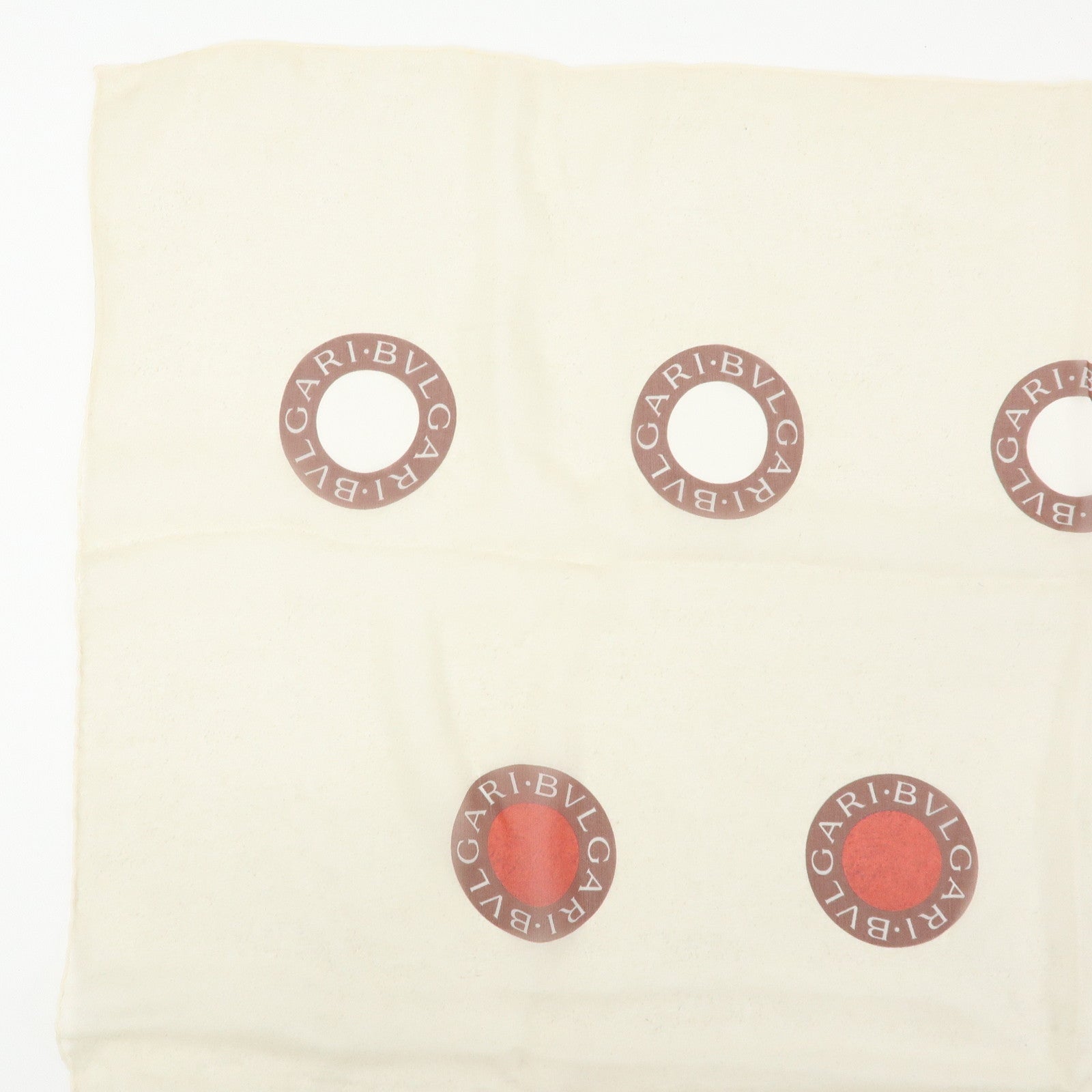 BVLGARI BVLGARI Silk 100% Sheer Scarf Beige Red