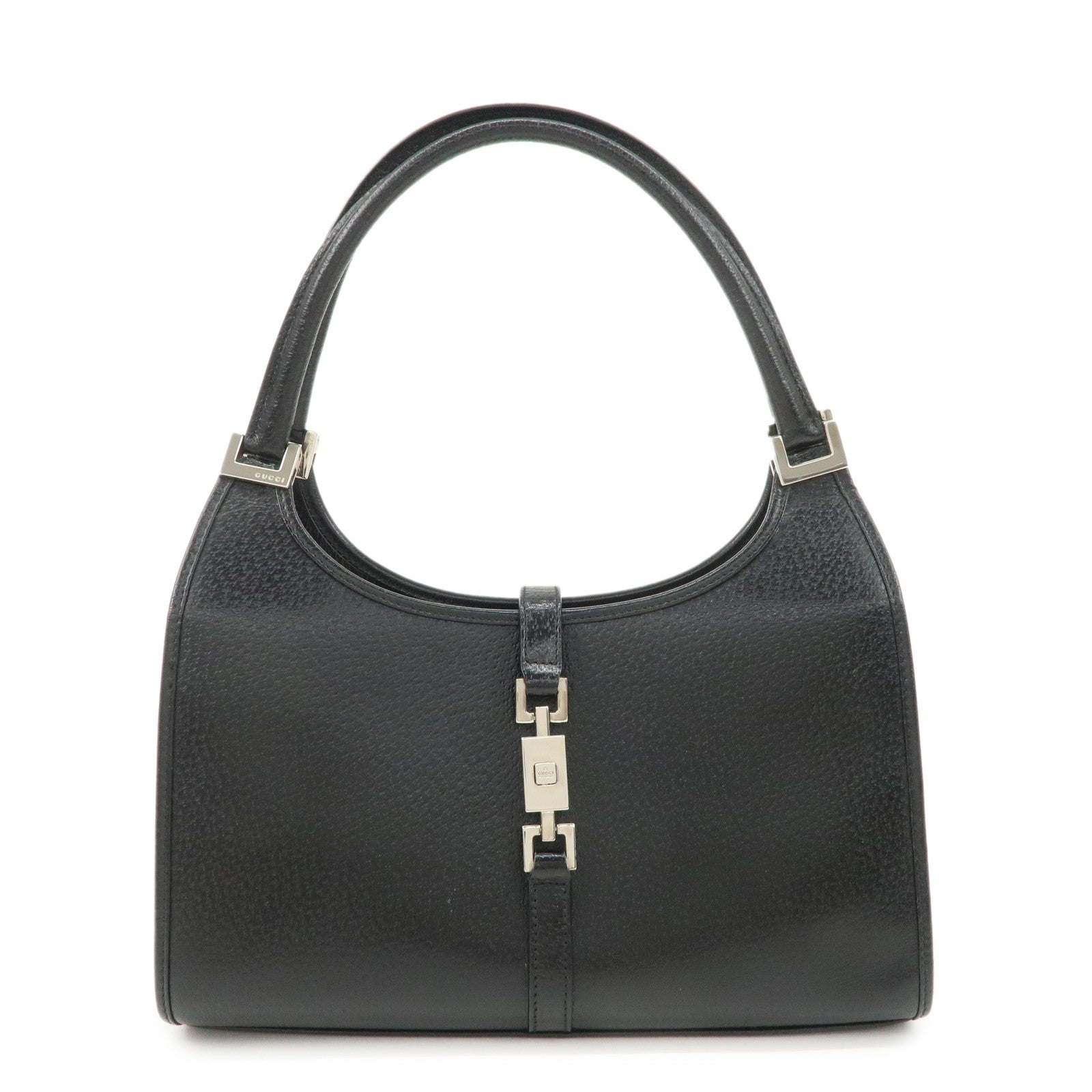 GUCCI Jackie Logo Leather Hand Bag Shoulder Bag Black 002.1068