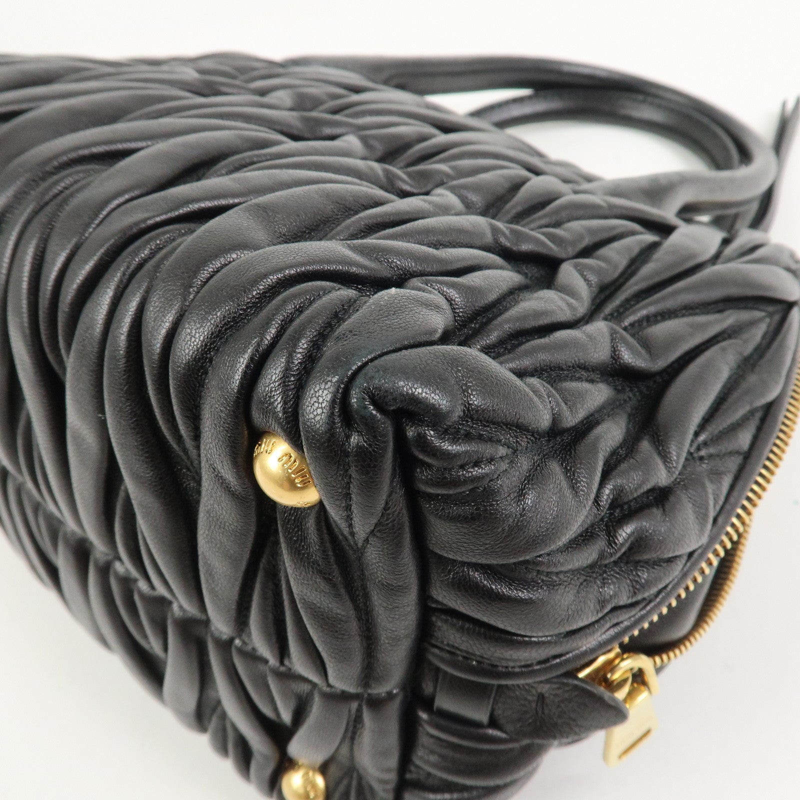 MIU MIU Matelasse Leather 2Way Bag Hand Bag Shoulder Bag 5BA003