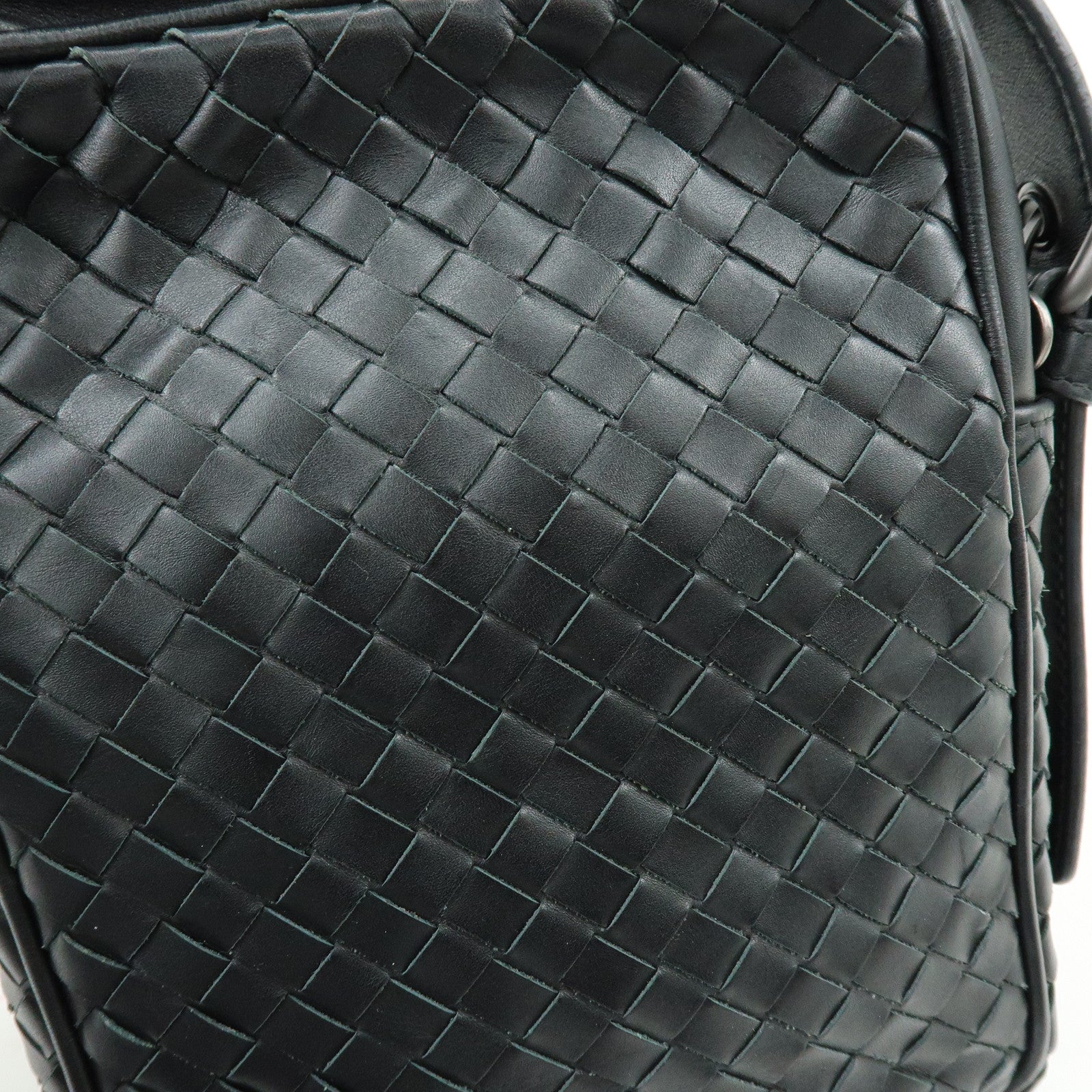 BOTTEGA VENETA Intrecciato Leather Shoulder Bag Black 163313